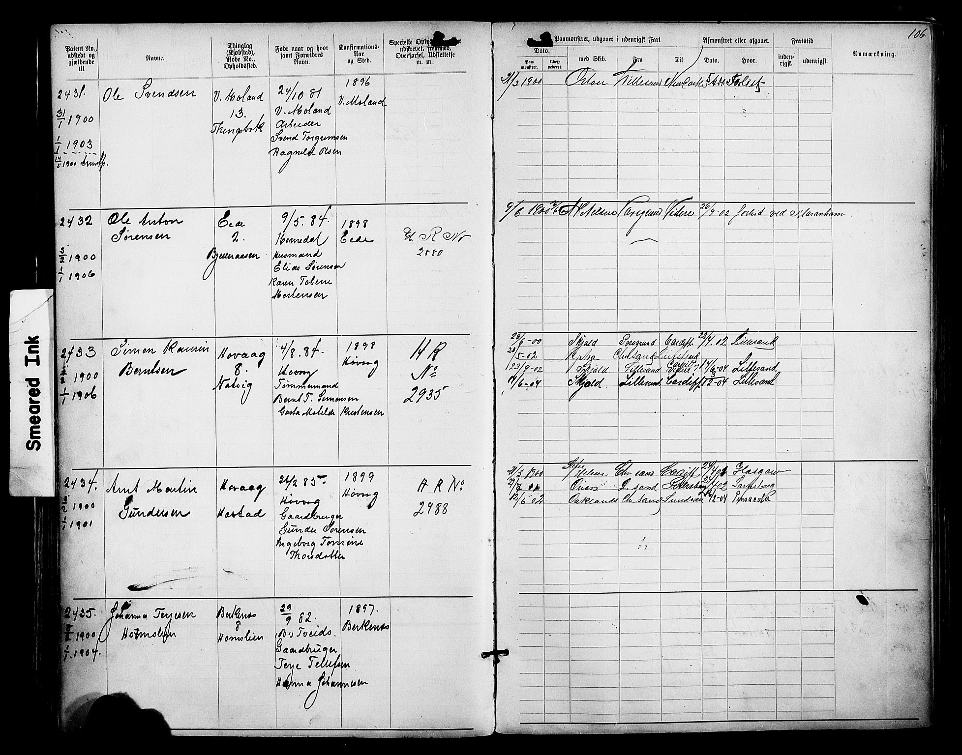 Lillesand mønstringskrets, AV/SAK-2031-0014/F/Fa/L0003: Annotasjonsrulle nr 1911-3489 med register, W-9, 1891-1932, p. 134