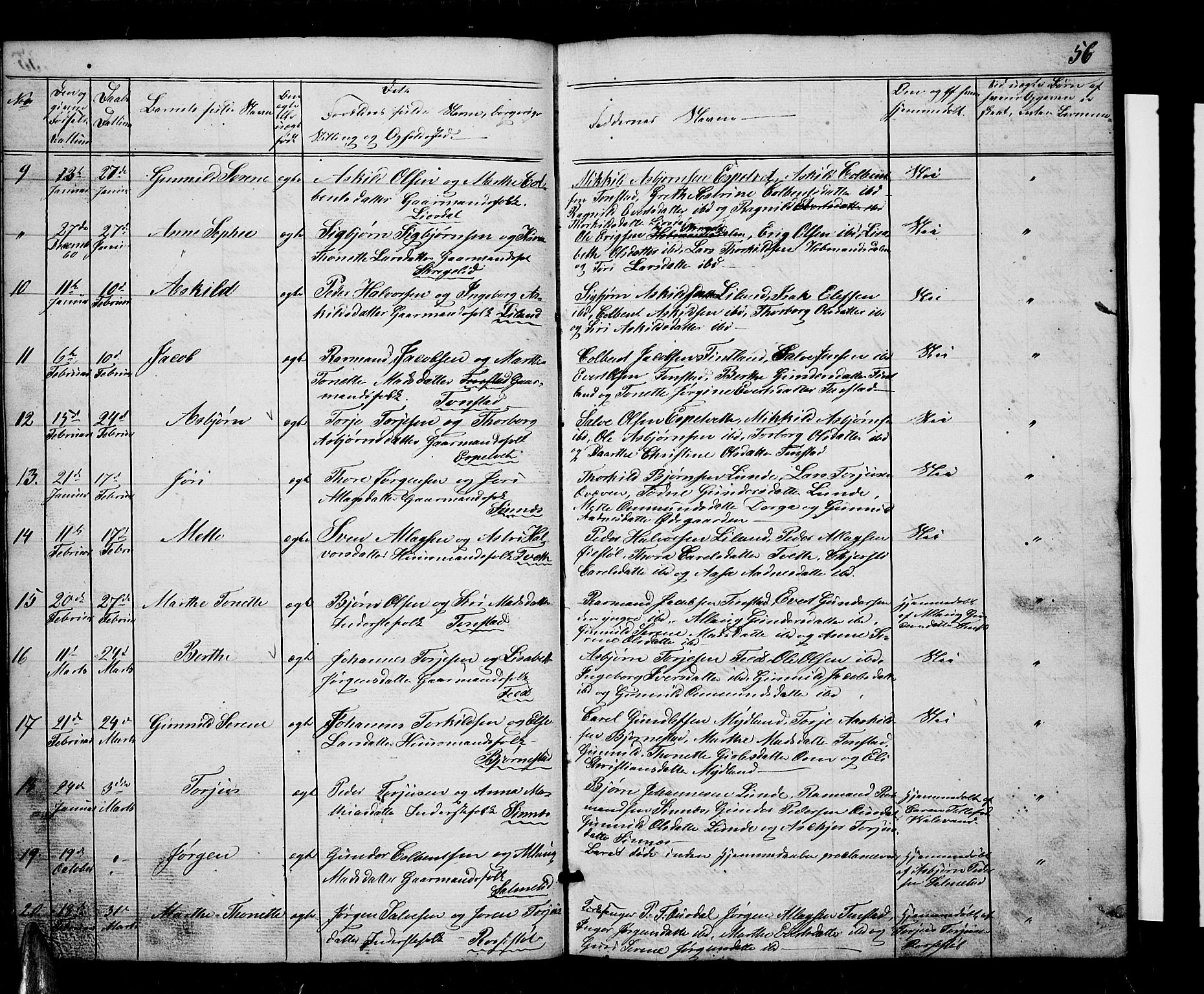 Sirdal sokneprestkontor, AV/SAK-1111-0036/F/Fb/Fbb/L0002: Parish register (copy) no. B 2, 1848-1878, p. 56