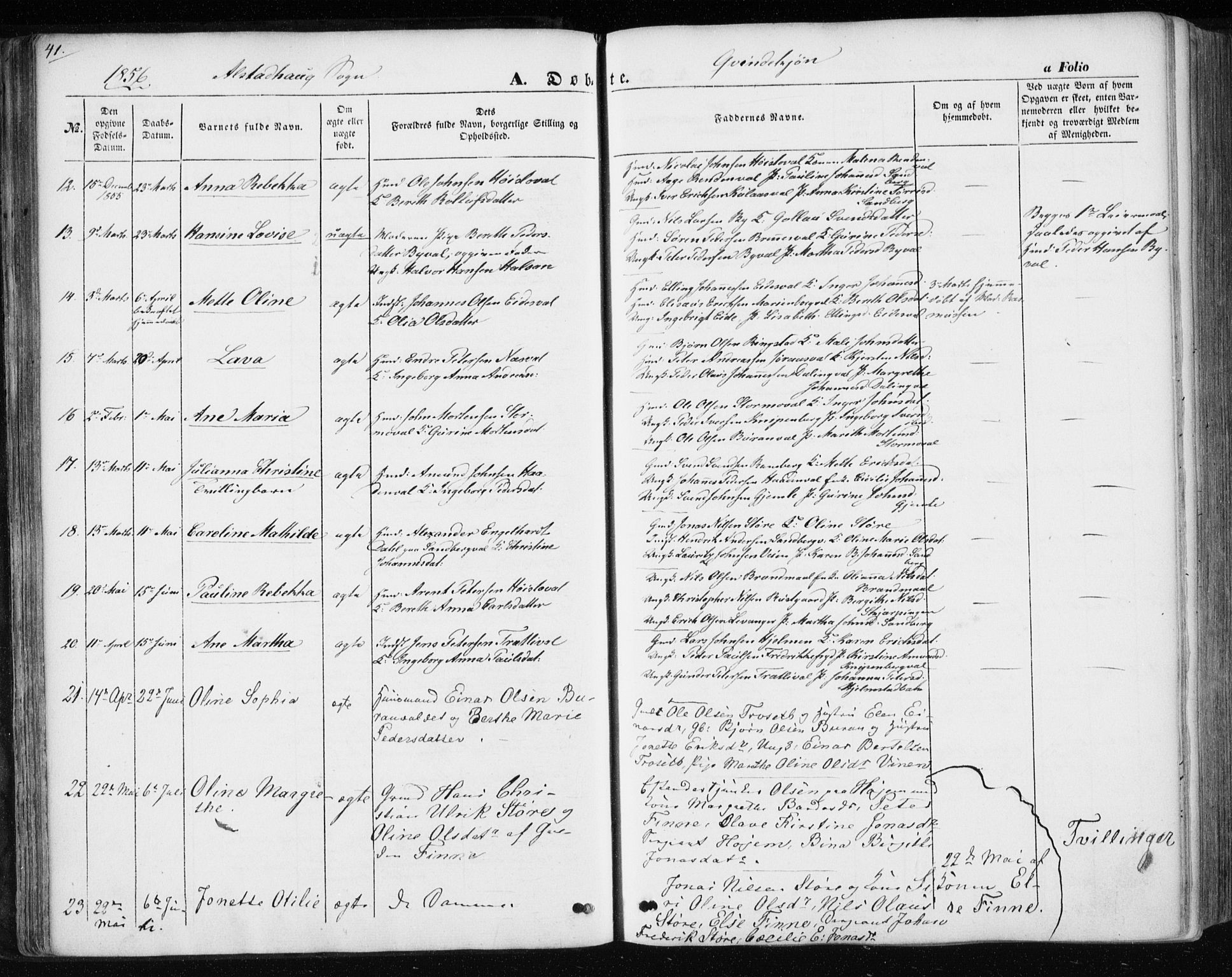 Ministerialprotokoller, klokkerbøker og fødselsregistre - Nord-Trøndelag, SAT/A-1458/717/L0154: Parish register (official) no. 717A07 /1, 1850-1862, p. 41