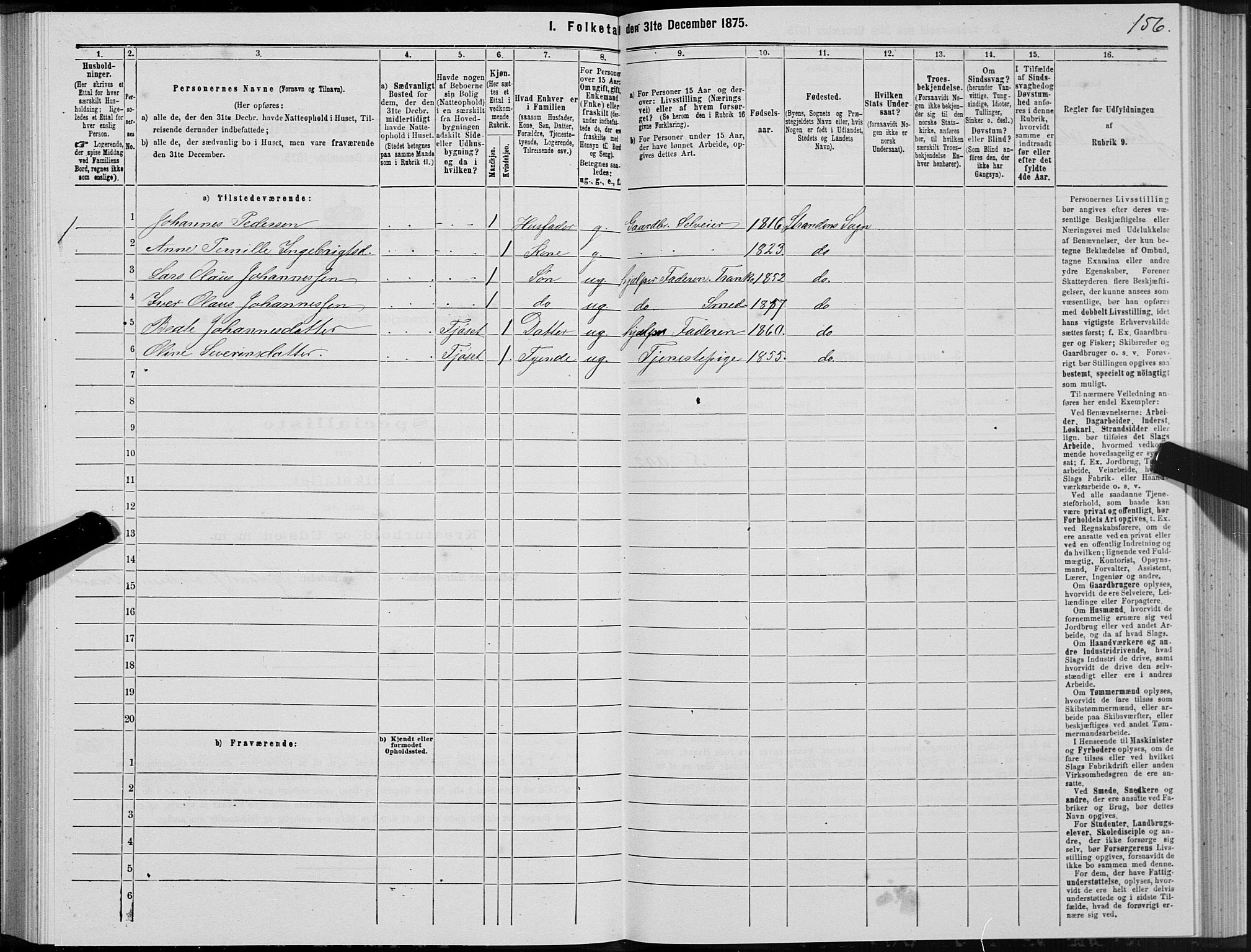 SAT, 1875 census for 1525P Stranda, 1875, p. 1156