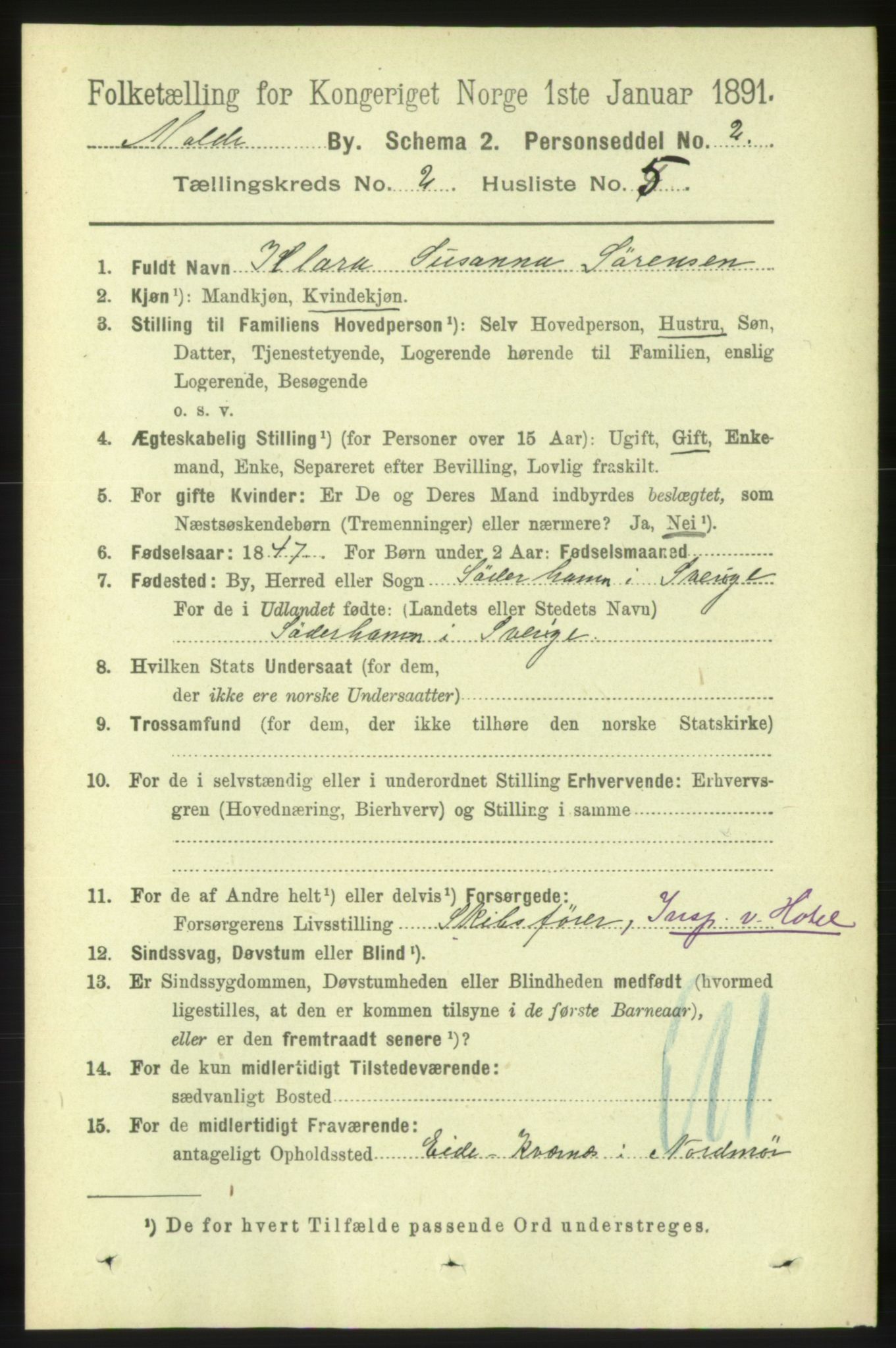 RA, 1891 census for 1502 Molde, 1891, p. 1461