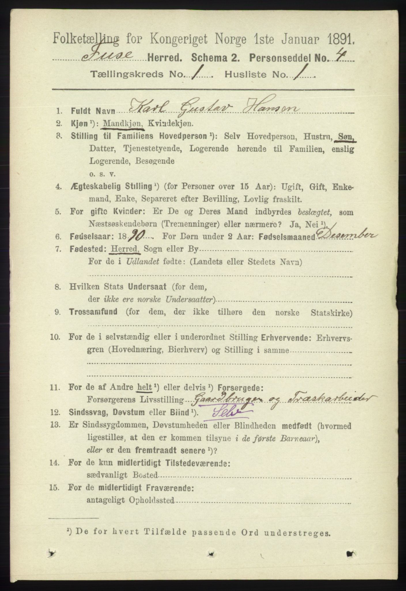 RA, 1891 census for 1241 Fusa, 1891, p. 75