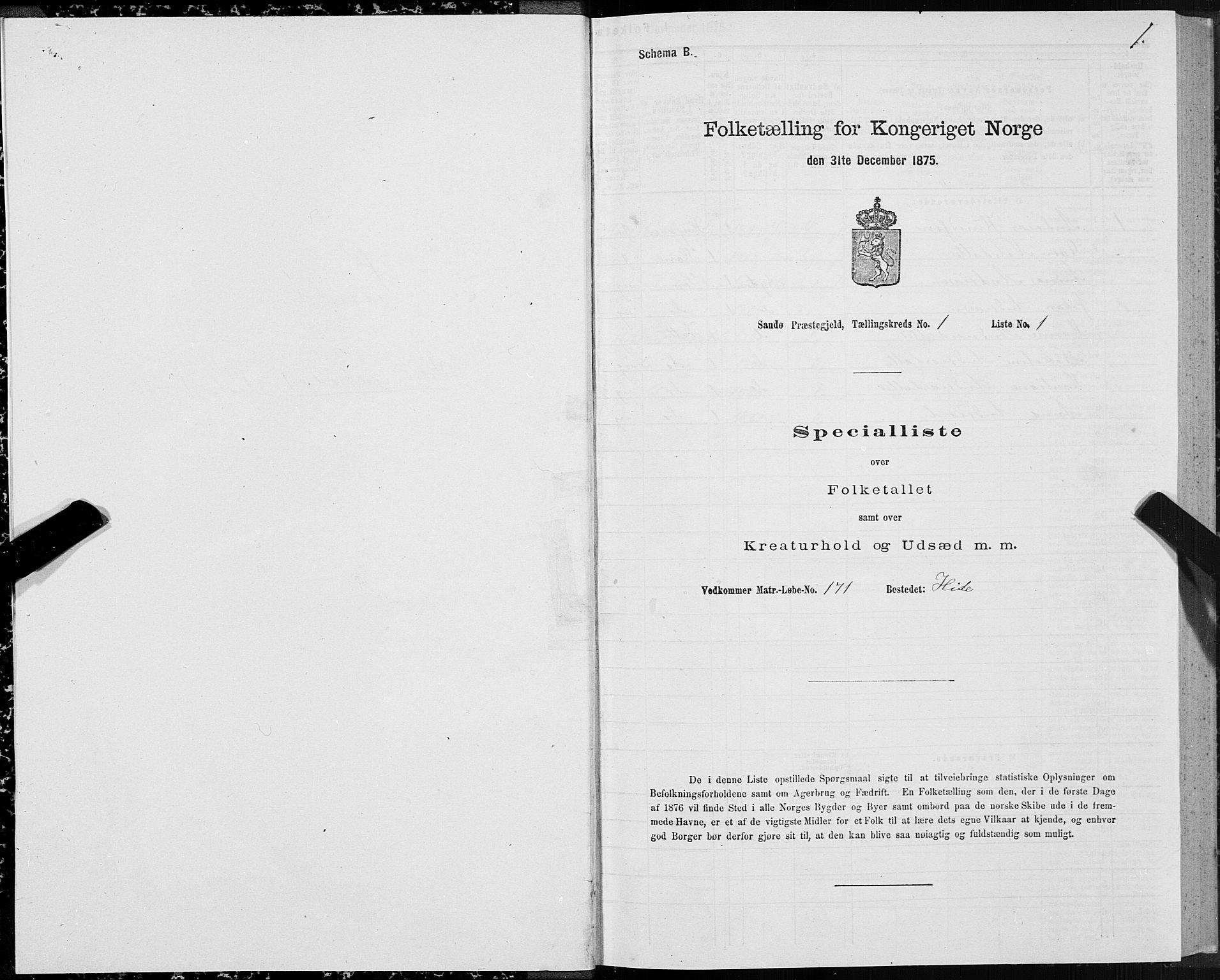 SAT, 1875 census for 1514P Sande, 1875, p. 1001