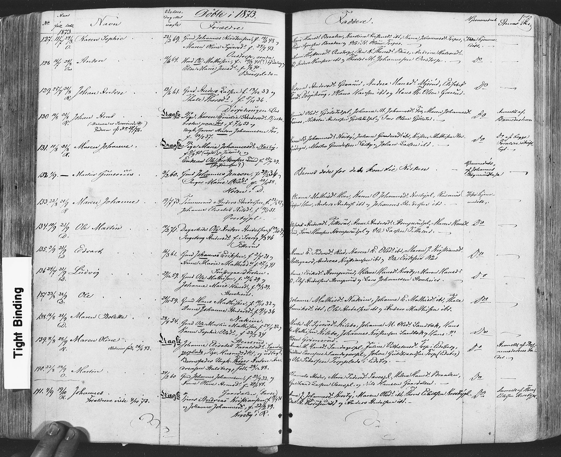 Rakkestad prestekontor Kirkebøker, AV/SAO-A-2008/F/Fa/L0011: Parish register (official) no. I 11, 1862-1877, p. 176