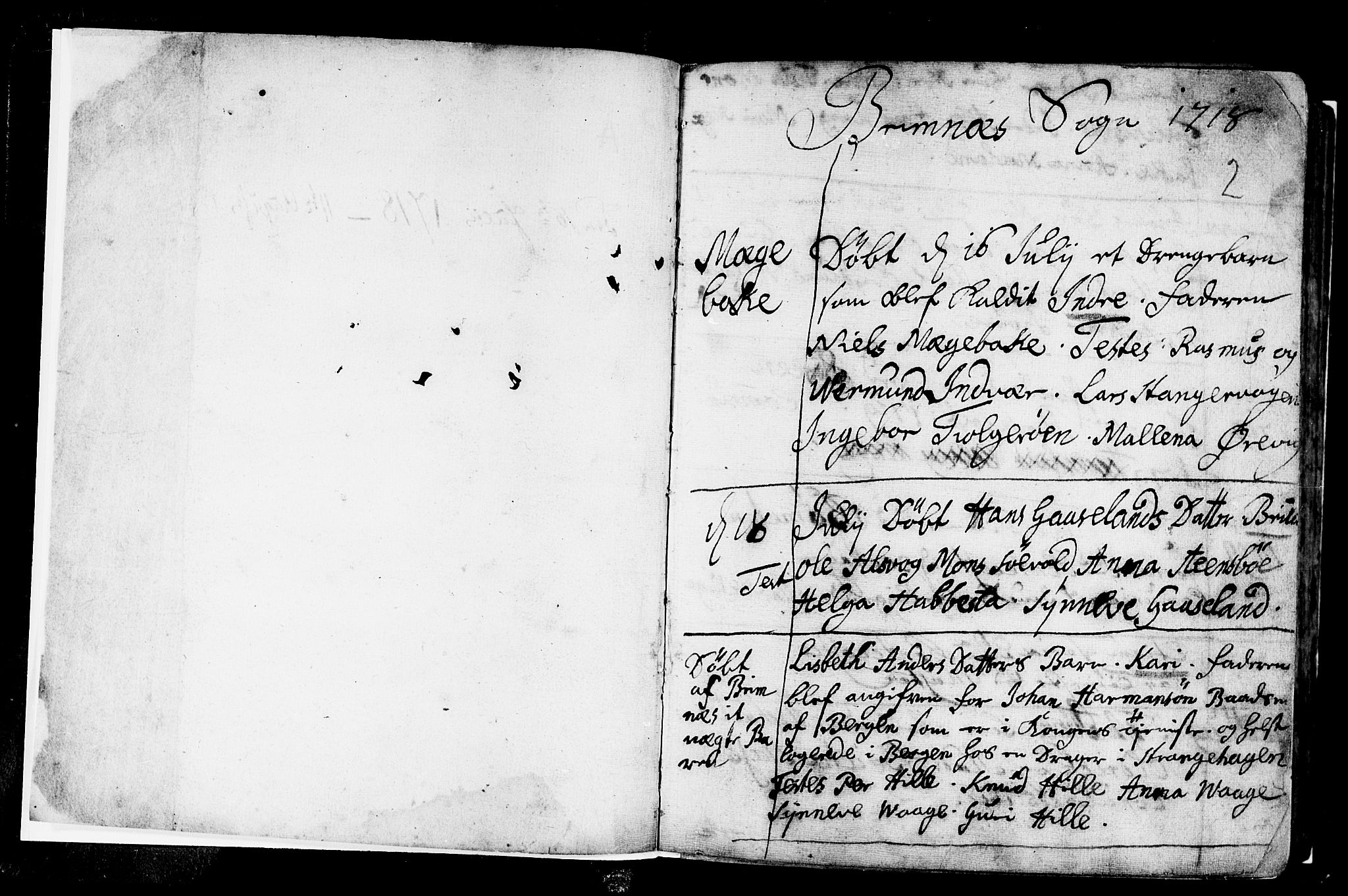 Finnås sokneprestembete, AV/SAB-A-99925/H/Ha/Haa/Haaa/L0001: Parish register (official) no. A 1, 1718-1744, p. 2