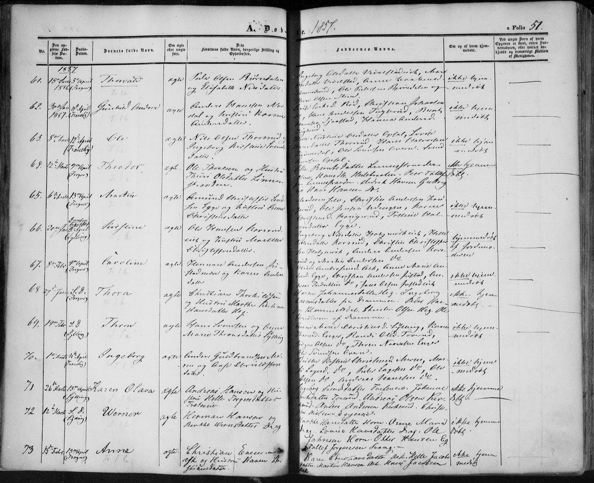 Lier kirkebøker, SAKO/A-230/F/Fa/L0012: Parish register (official) no. I 12, 1854-1864, p. 51