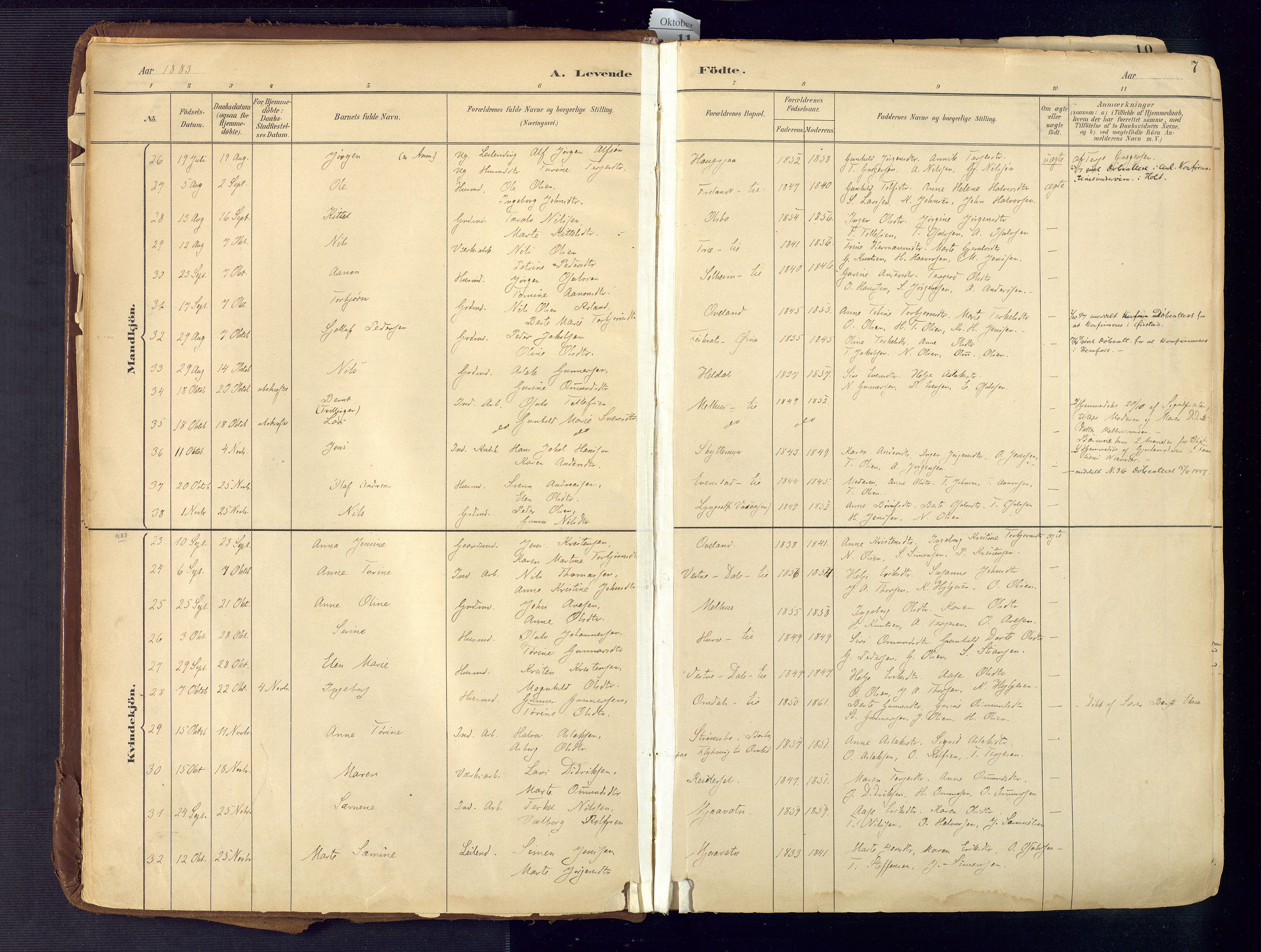 Froland sokneprestkontor, SAK/1111-0013/F/Fa/L0005: Parish register (official) no. A 5, 1882-1921, p. 7