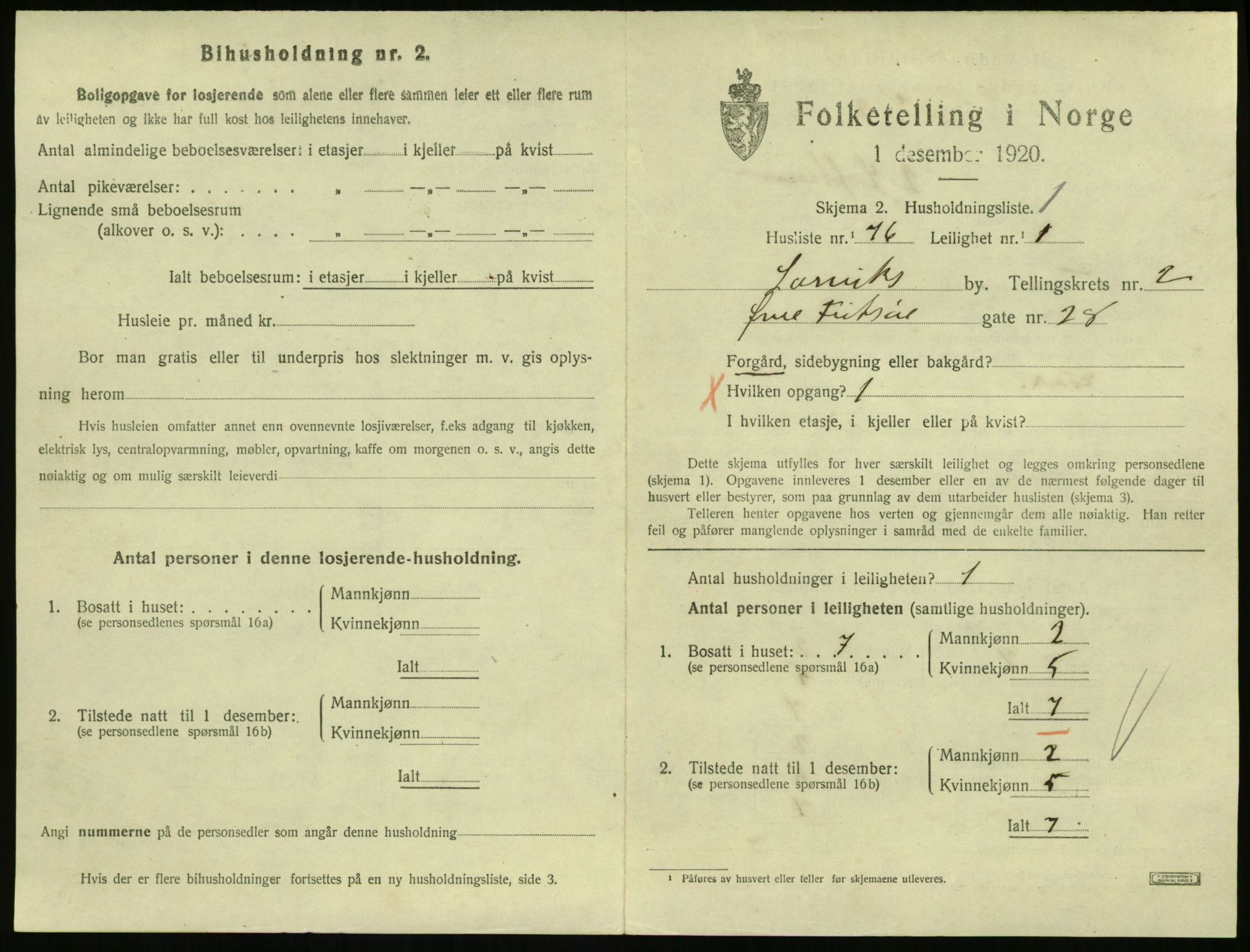 SAKO, 1920 census for Larvik, 1920, p. 3686