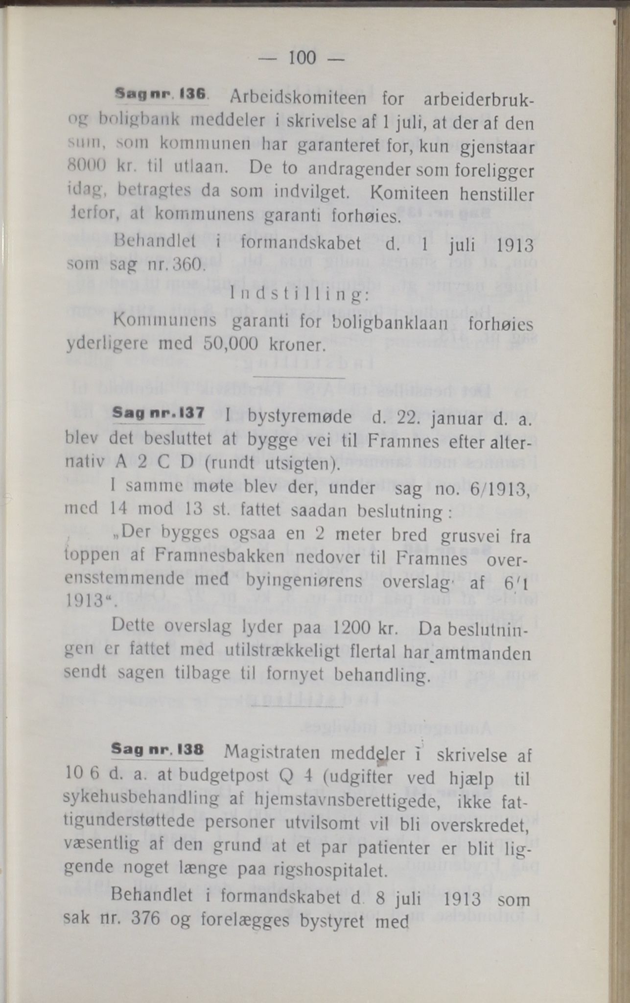 Narvik kommune. Formannskap , AIN/K-18050.150/A/Ab/L0003: Møtebok, 1913