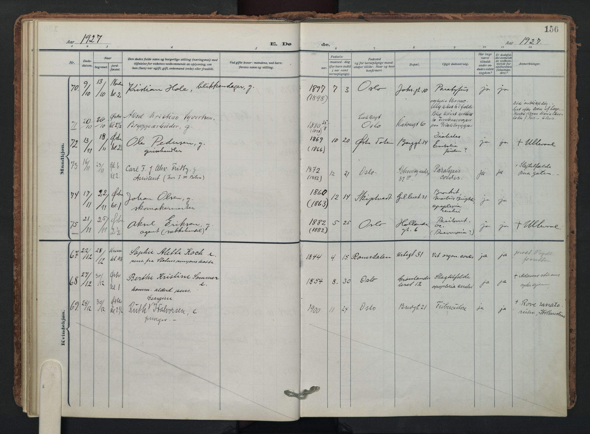 Grønland prestekontor Kirkebøker, AV/SAO-A-10848/F/Fa/L0019: Parish register (official) no. 19, 1918-1938, p. 156