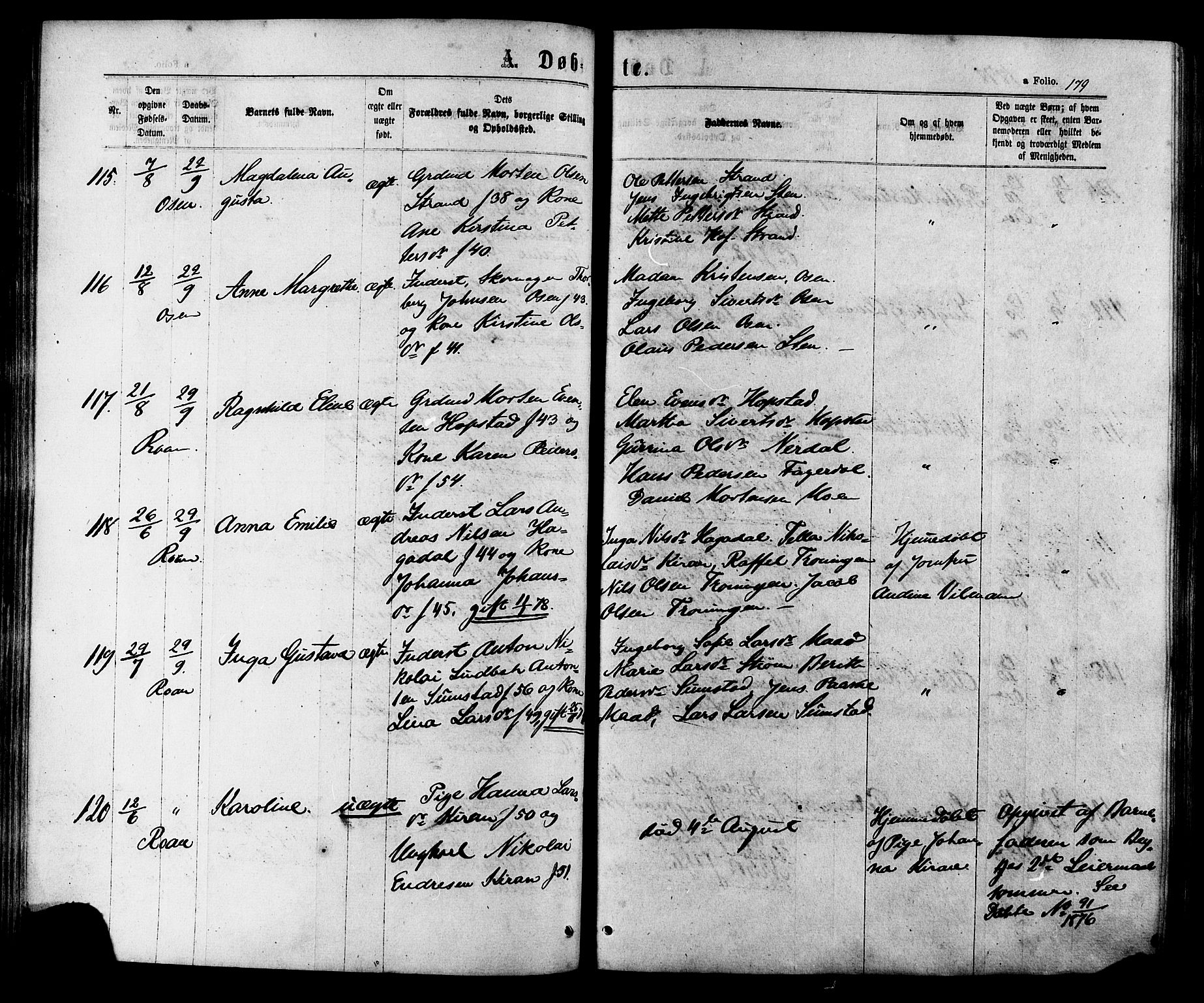 Ministerialprotokoller, klokkerbøker og fødselsregistre - Sør-Trøndelag, AV/SAT-A-1456/657/L0706: Parish register (official) no. 657A07, 1867-1878, p. 179