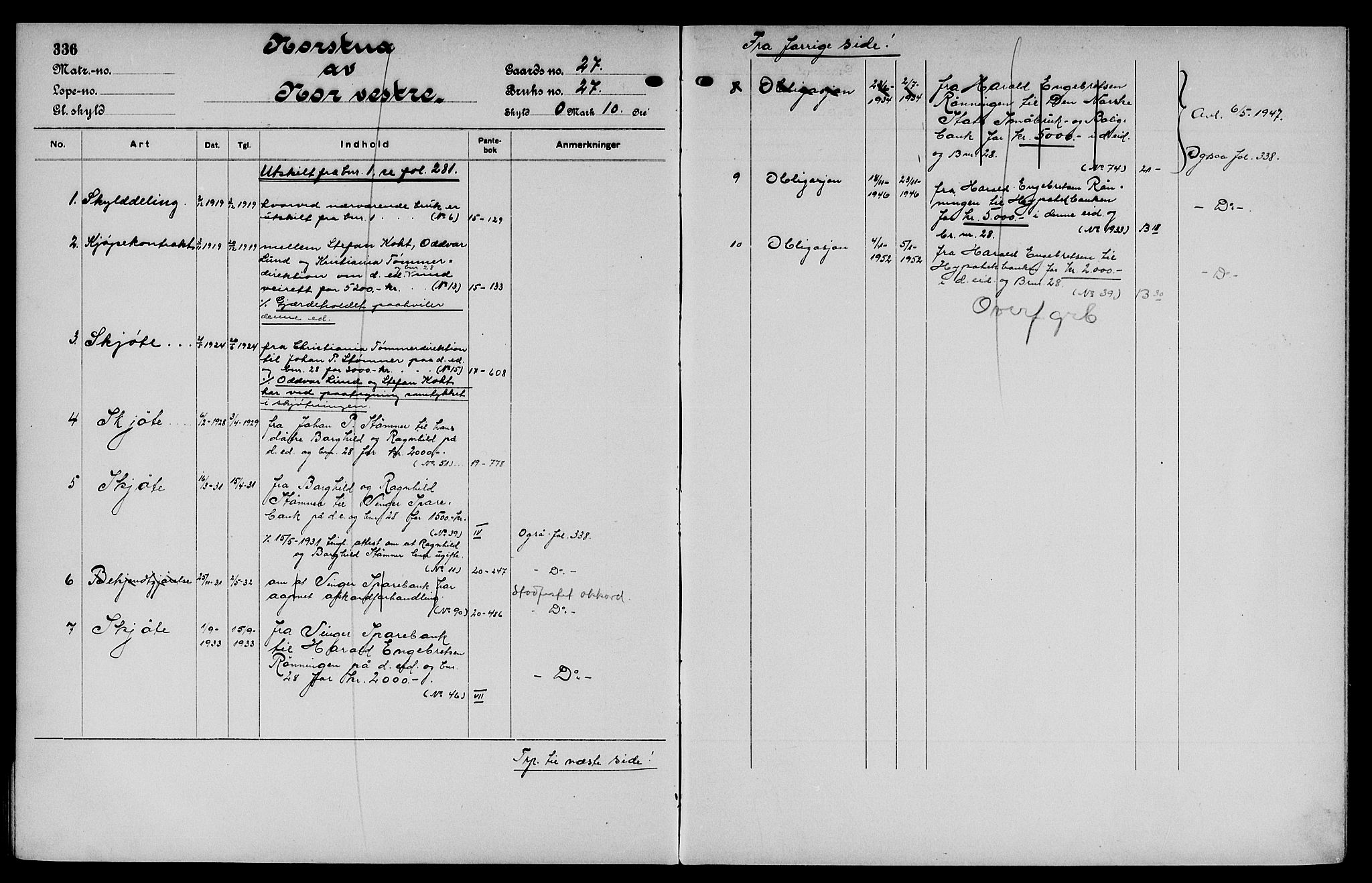 Vinger og Odal sorenskriveri, SAH/TING-022/H/Ha/Hac/Hacc/L0004: Mortgage register no. 3.4, 1923, p. 336