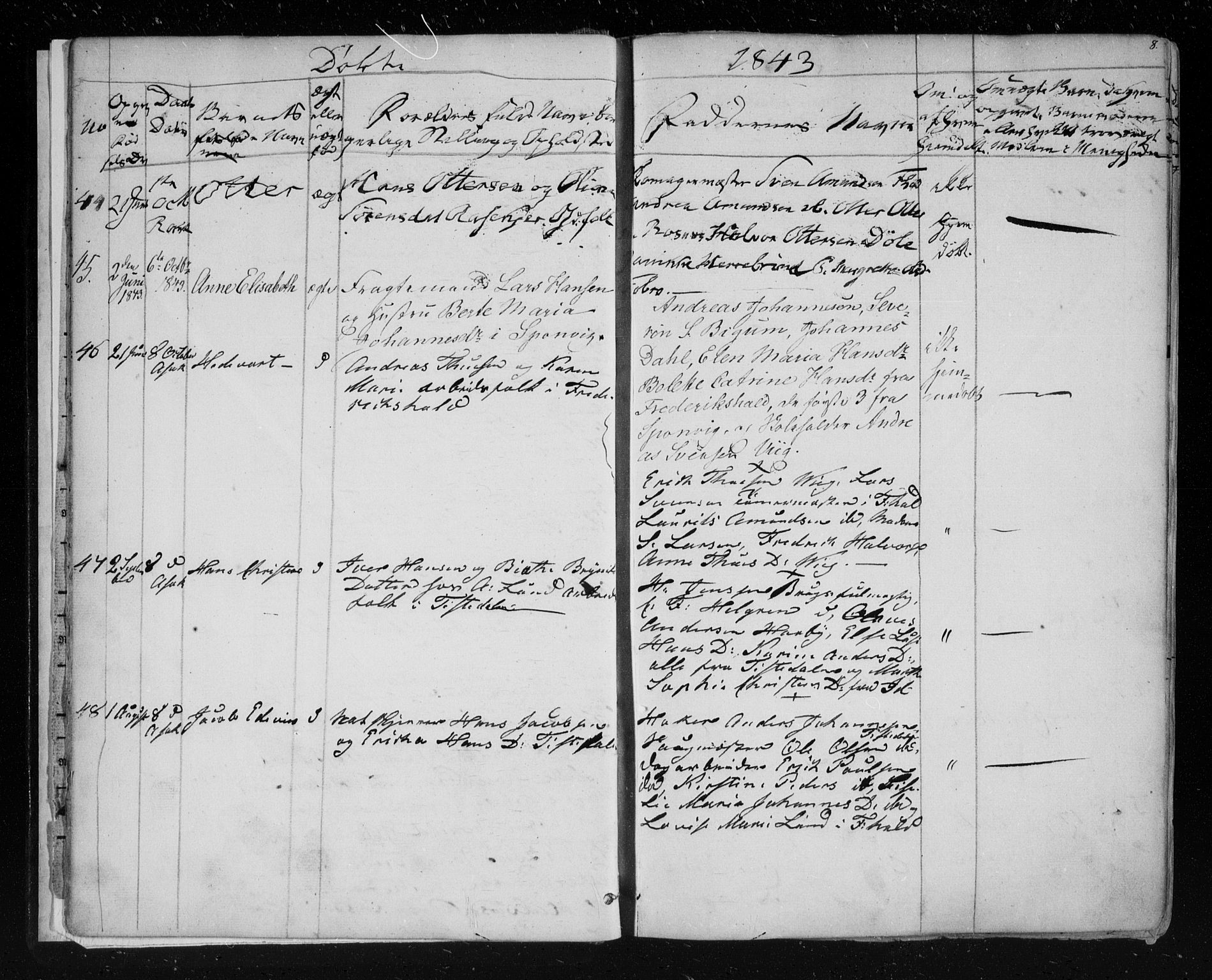 Berg prestekontor Kirkebøker, AV/SAO-A-10902/F/Fa/L0004: Parish register (official) no. I 4, 1843-1860, p. 8