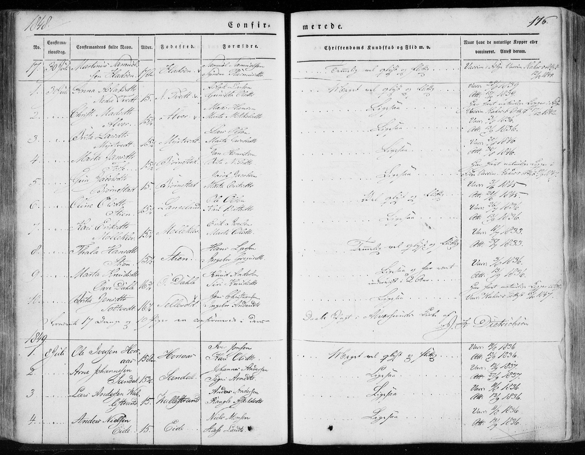 Hamre sokneprestembete, SAB/A-75501/H/Ha/Haa/Haaa/L0013: Parish register (official) no. A 13, 1846-1857, p. 176