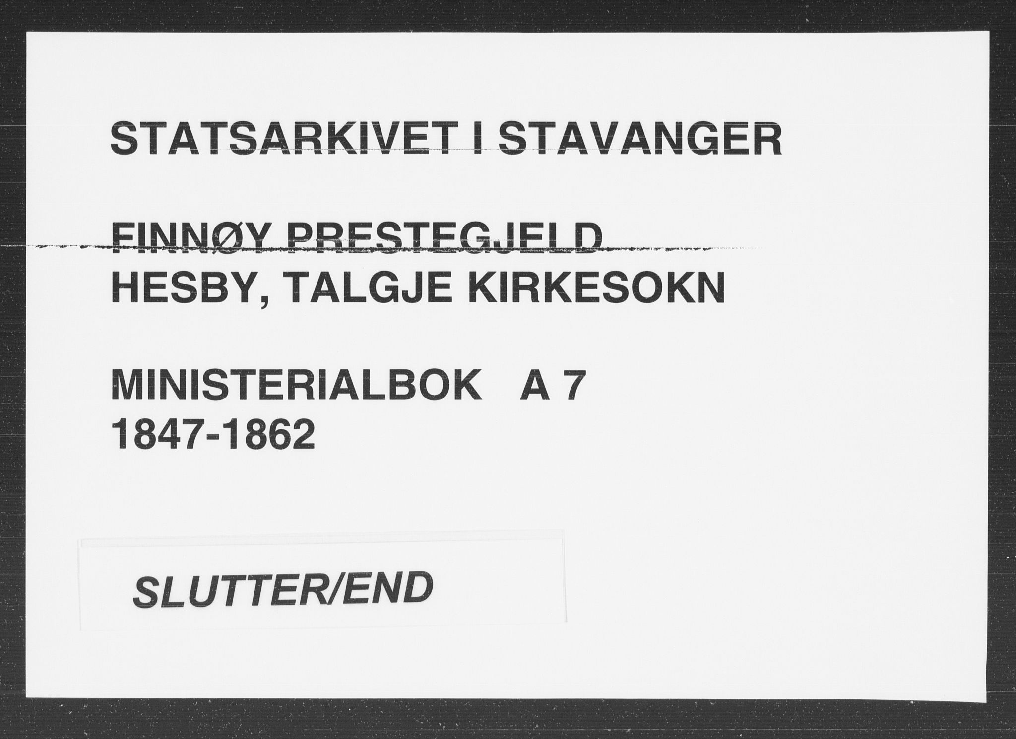 Finnøy sokneprestkontor, SAST/A-101825/H/Ha/Haa/L0007: Parish register (official) no. A 7, 1847-1862