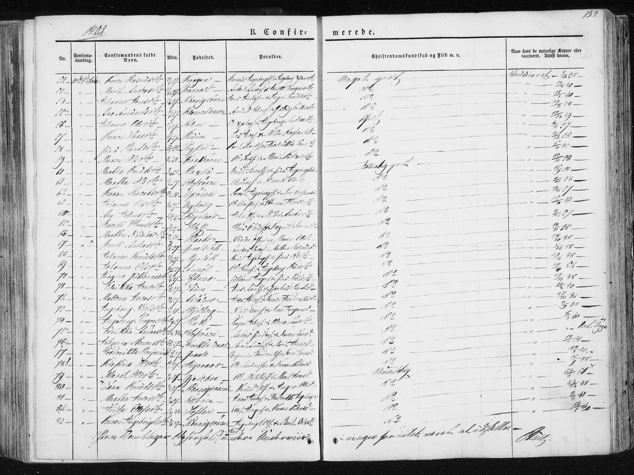 Ministerialprotokoller, klokkerbøker og fødselsregistre - Sør-Trøndelag, AV/SAT-A-1456/668/L0805: Parish register (official) no. 668A05, 1840-1853, p. 152