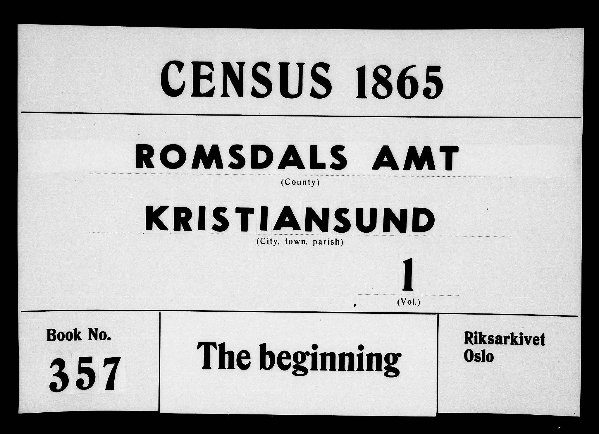 RA, 1865 census for Kristiansund/Kristiansund, 1865, p. 1
