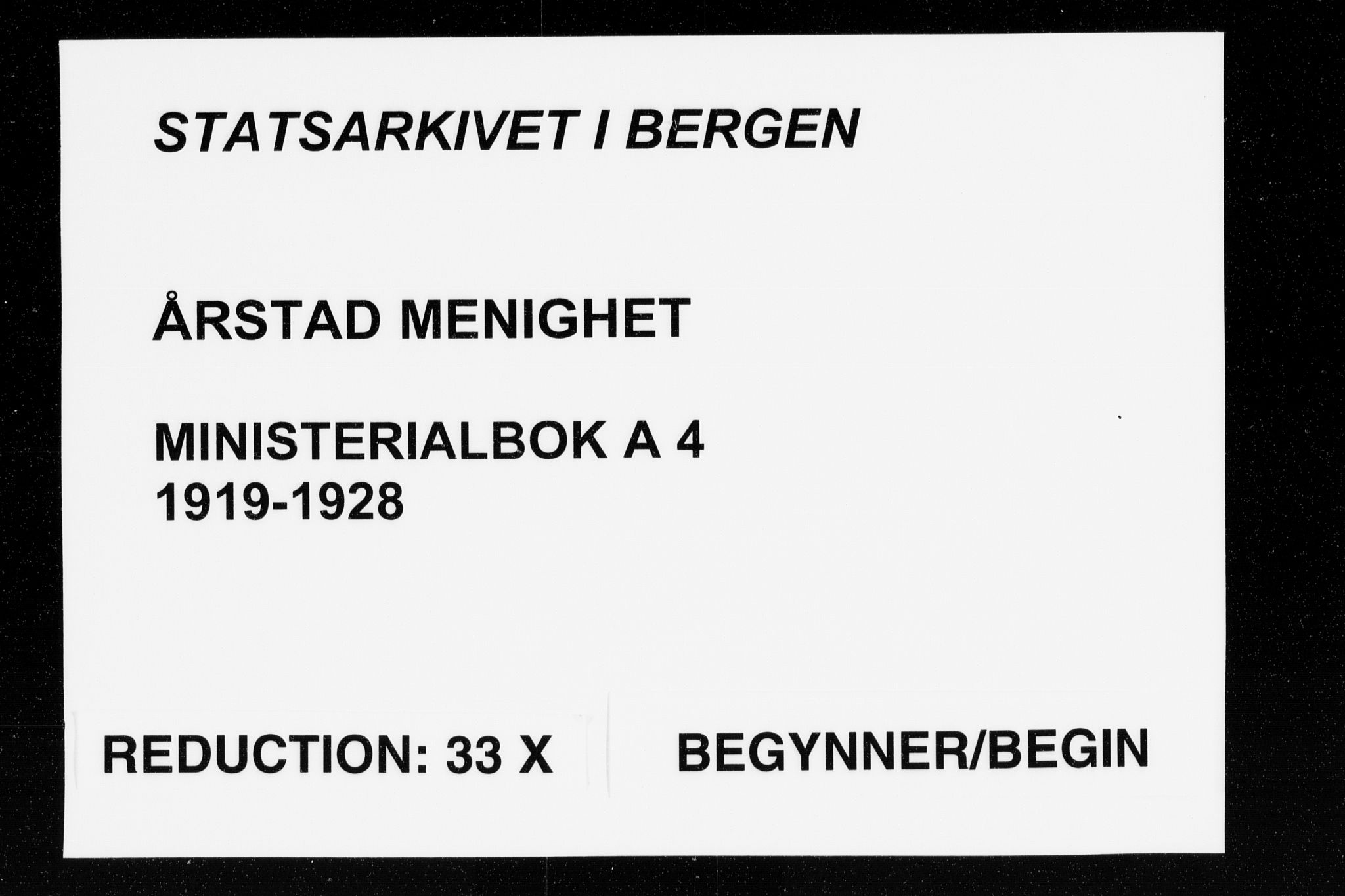 Årstad Sokneprestembete, AV/SAB-A-79301/H/Haa/L0004: Parish register (official) no. A 4, 1919-1928