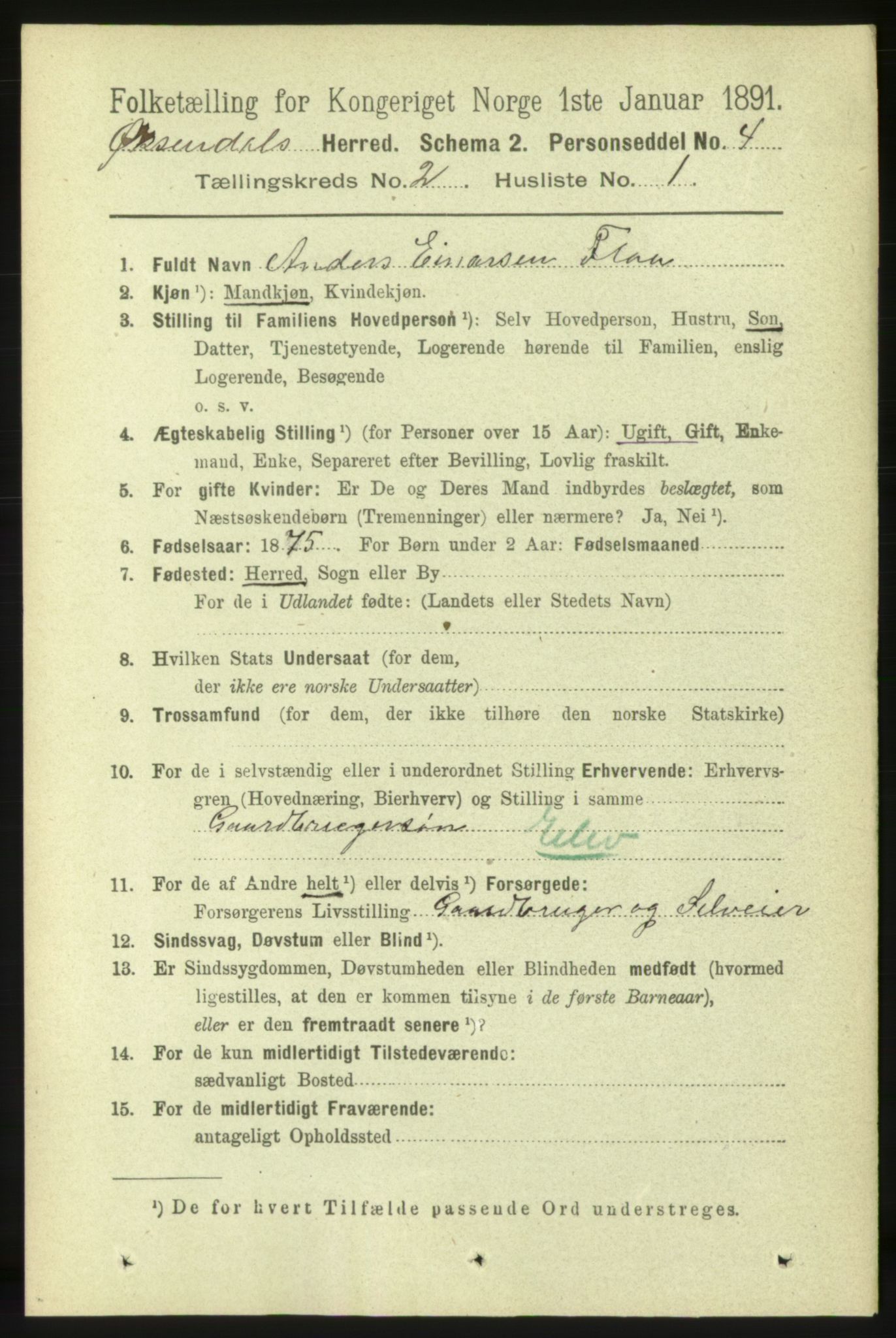 RA, 1891 census for 1561 Øksendal, 1891, p. 271