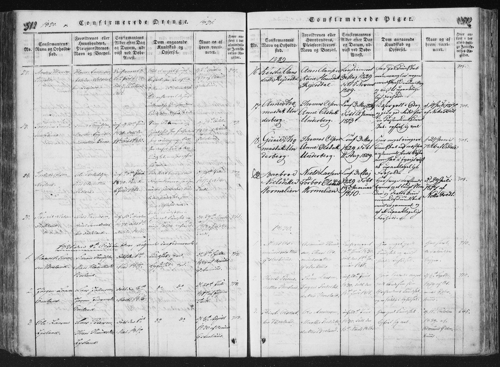 Åseral sokneprestkontor, SAK/1111-0051/F/Fa/L0001: Parish register (official) no. A 1, 1815-1853, p. 512-513