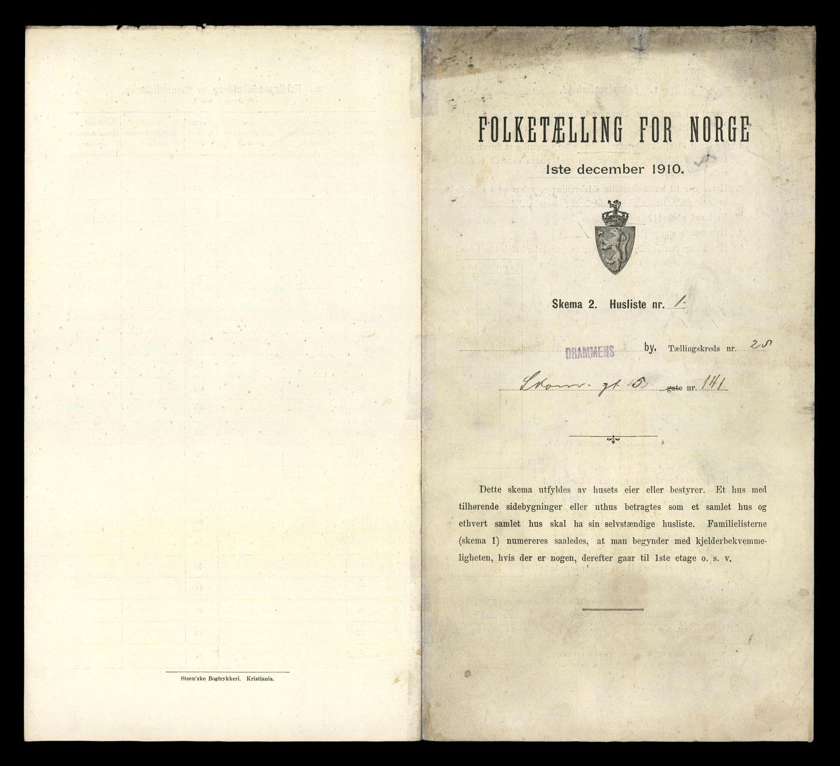 RA, 1910 census for Drammen, 1910, p. 15826