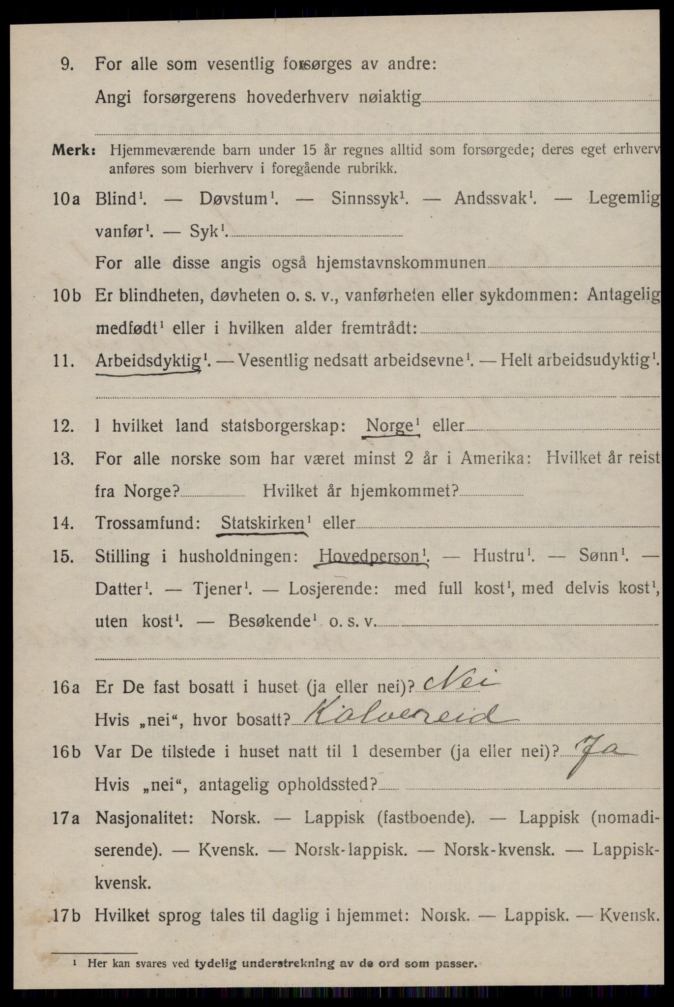 SAT, 1920 census for Ørland, 1920, p. 2218