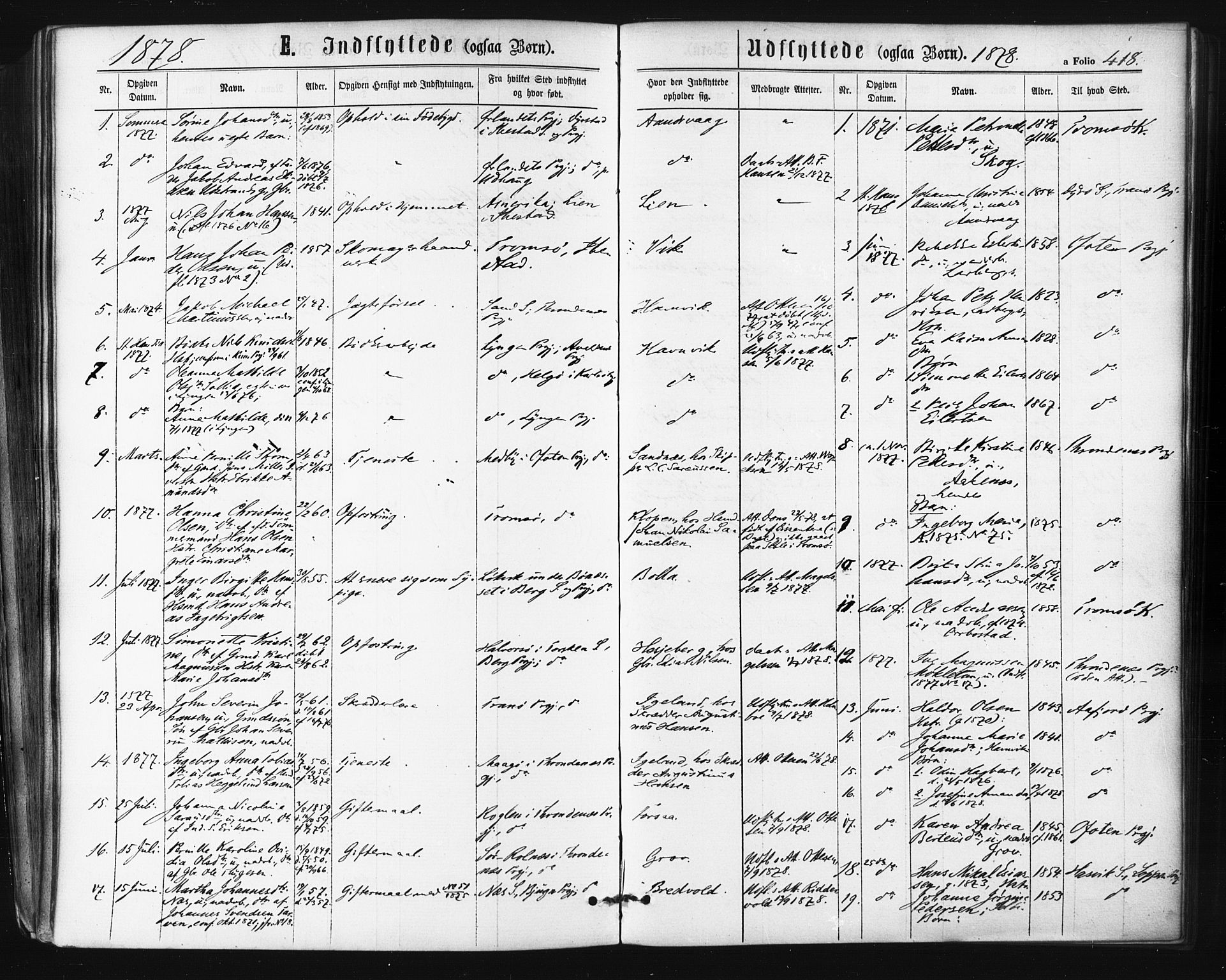 Ibestad sokneprestembete, SATØ/S-0077/H/Ha/Haa/L0010kirke: Parish register (official) no. 10, 1869-1879, p. 418