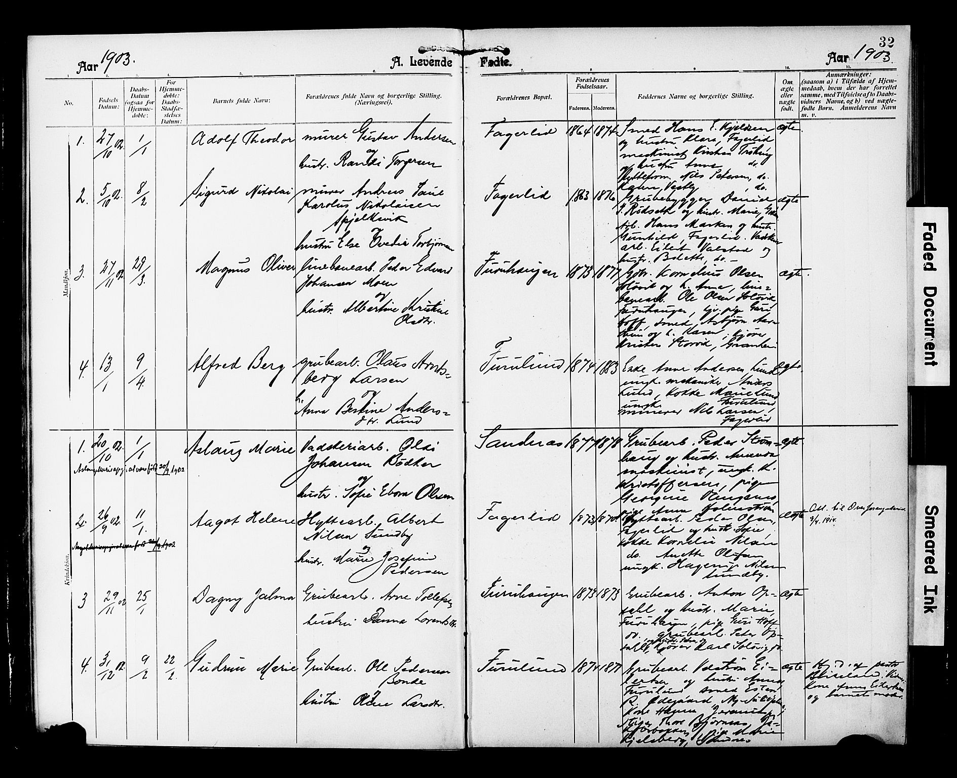 Ministerialprotokoller, klokkerbøker og fødselsregistre - Nordland, AV/SAT-A-1459/850/L0709: Parish register (official) no. 850A01, 1899-1909, p. 32