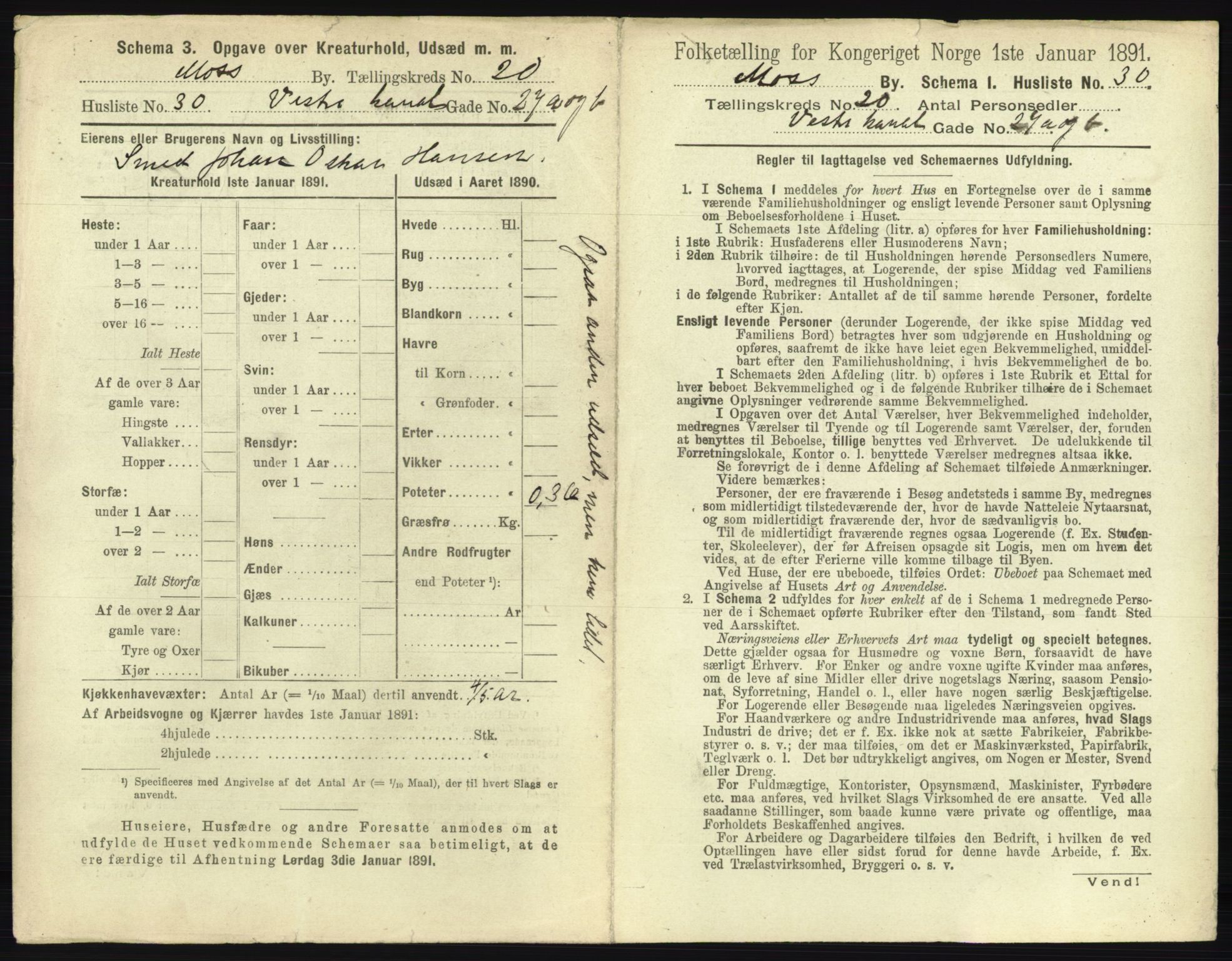 RA, 1891 census for 0104 Moss, 1891, p. 1272