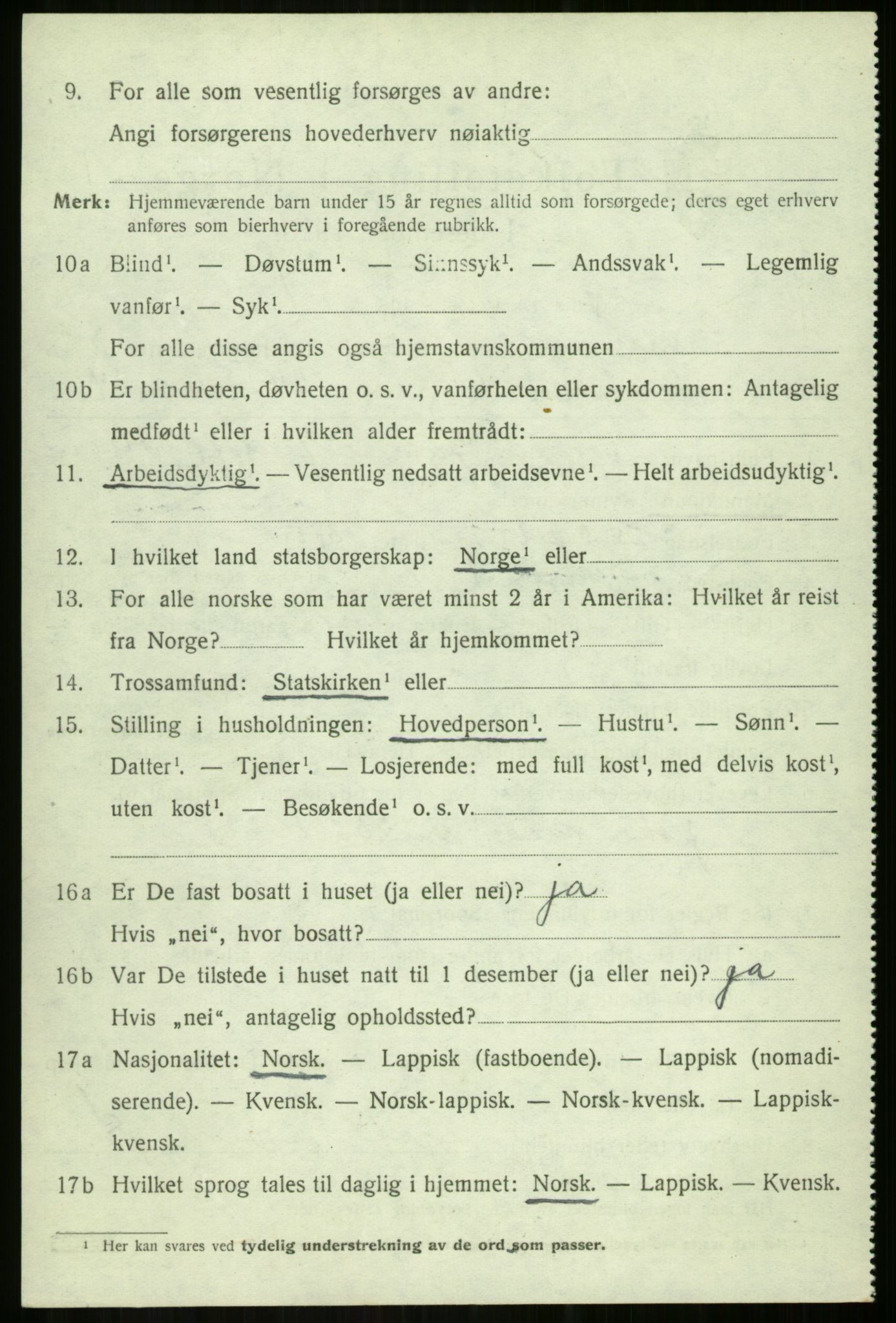 SATØ, 1920 census for Lavangen, 1920, p. 3048