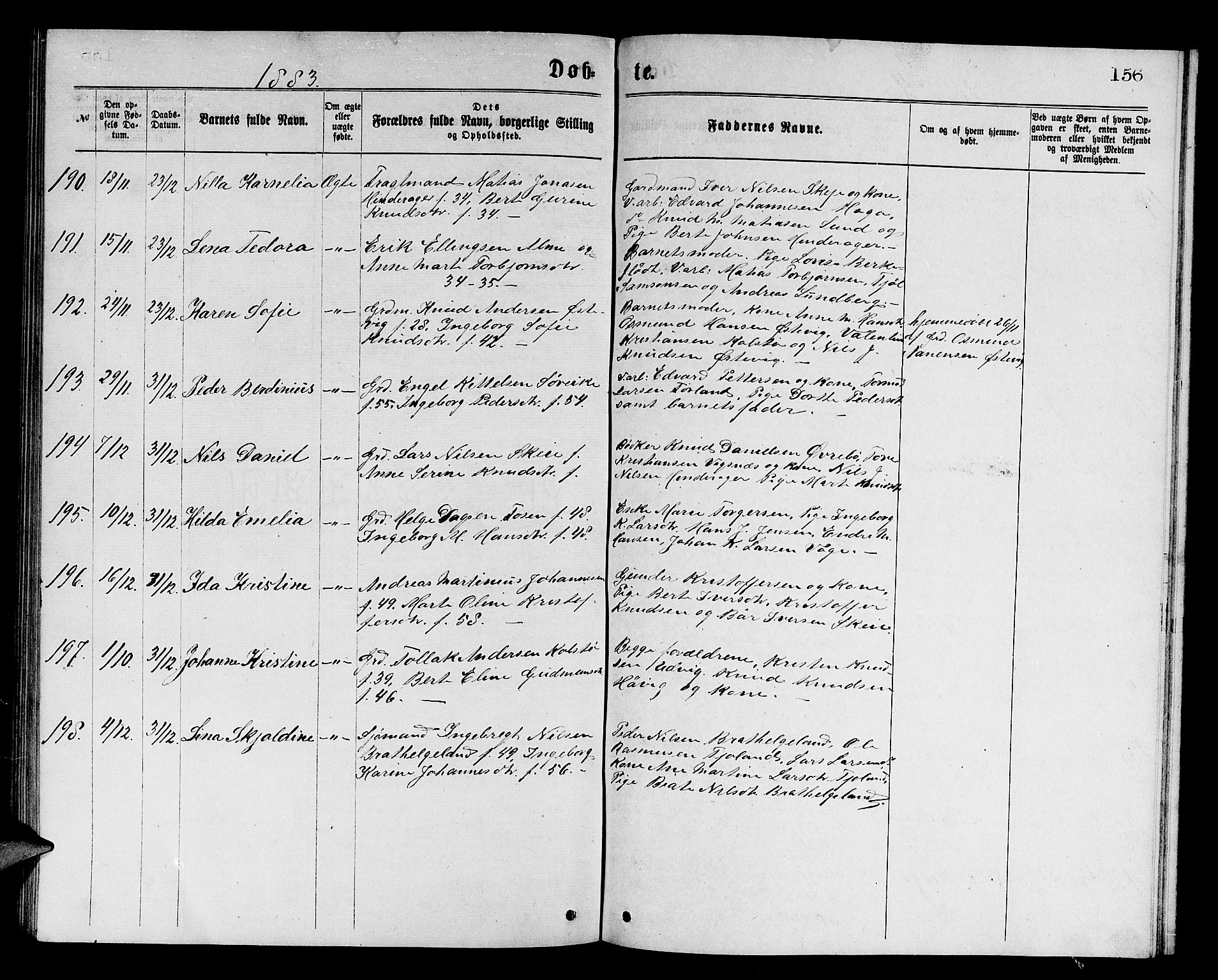 Avaldsnes sokneprestkontor, AV/SAST-A -101851/H/Ha/Hab/L0005: Parish register (copy) no. B 5, 1871-1885, p. 156