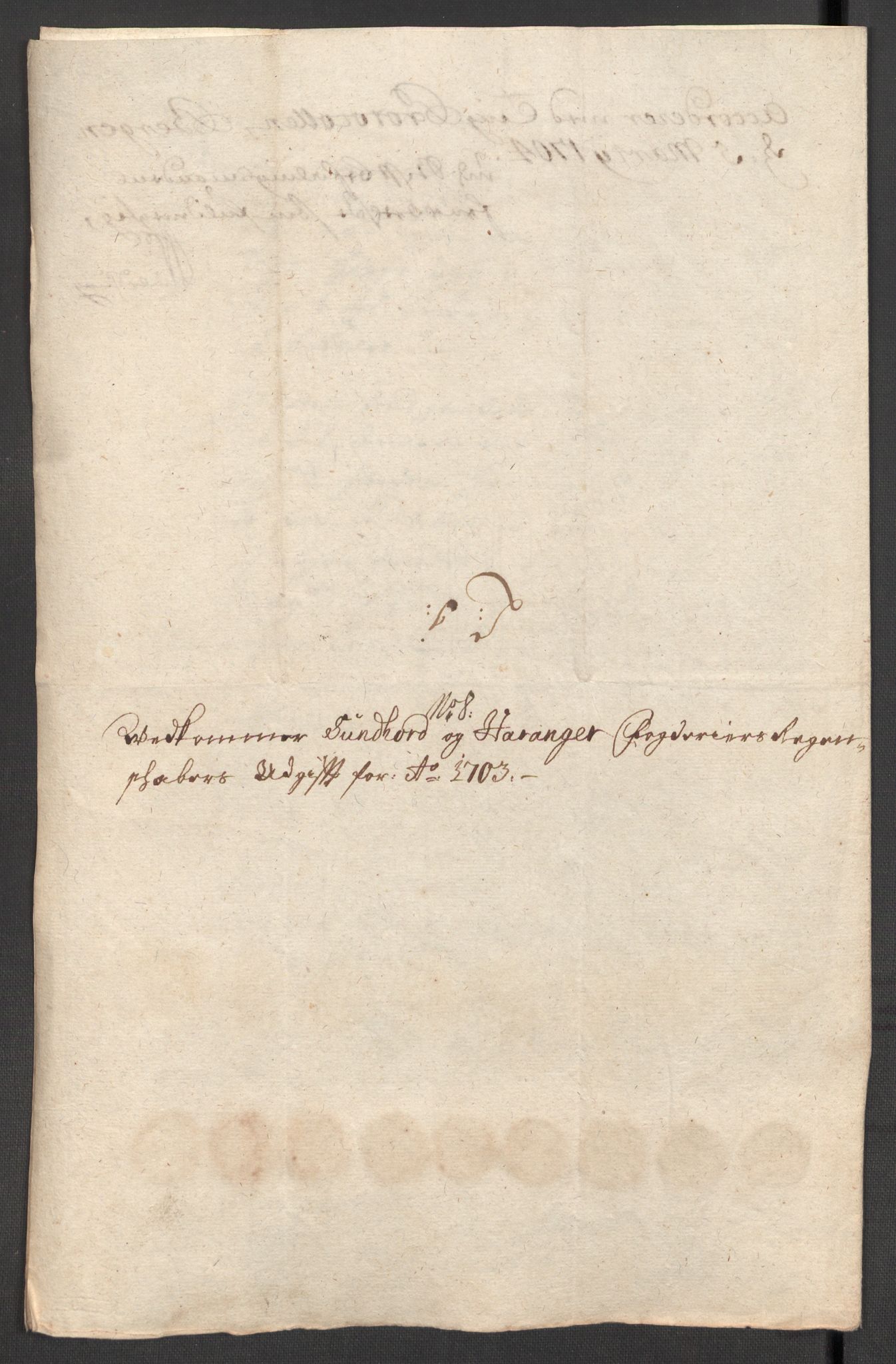 Rentekammeret inntil 1814, Reviderte regnskaper, Fogderegnskap, AV/RA-EA-4092/R48/L2981: Fogderegnskap Sunnhordland og Hardanger, 1703, p. 223