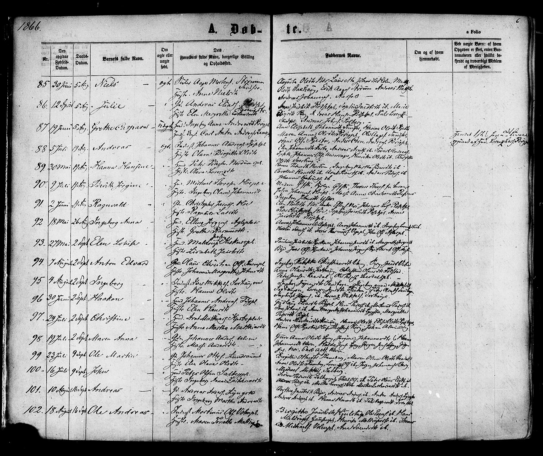 Ministerialprotokoller, klokkerbøker og fødselsregistre - Nord-Trøndelag, AV/SAT-A-1458/730/L0284: Parish register (official) no. 730A09, 1866-1878, p. 6