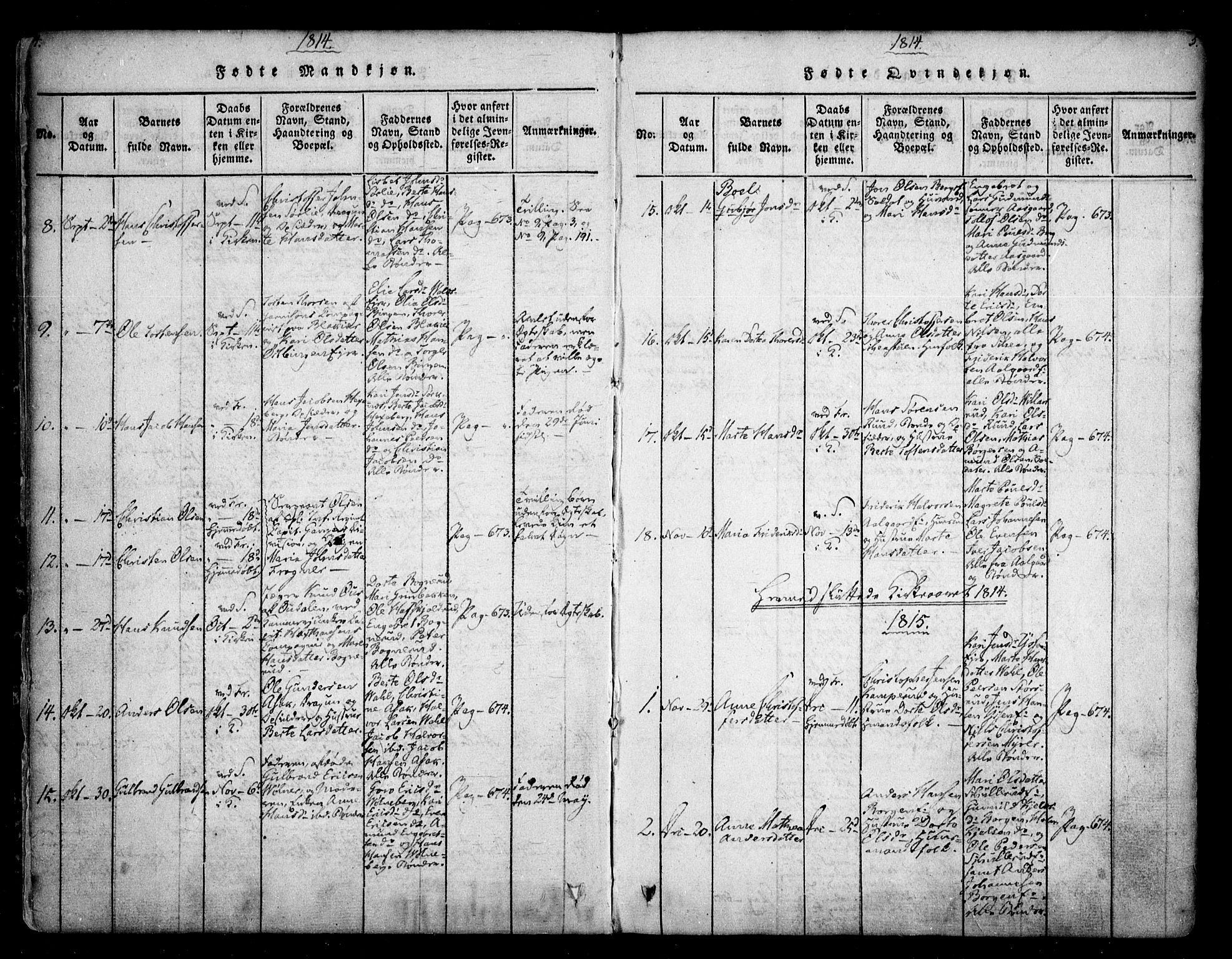 Sørum prestekontor Kirkebøker, AV/SAO-A-10303/F/Fa/L0003: Parish register (official) no. I 3, 1814-1829, p. 4-5