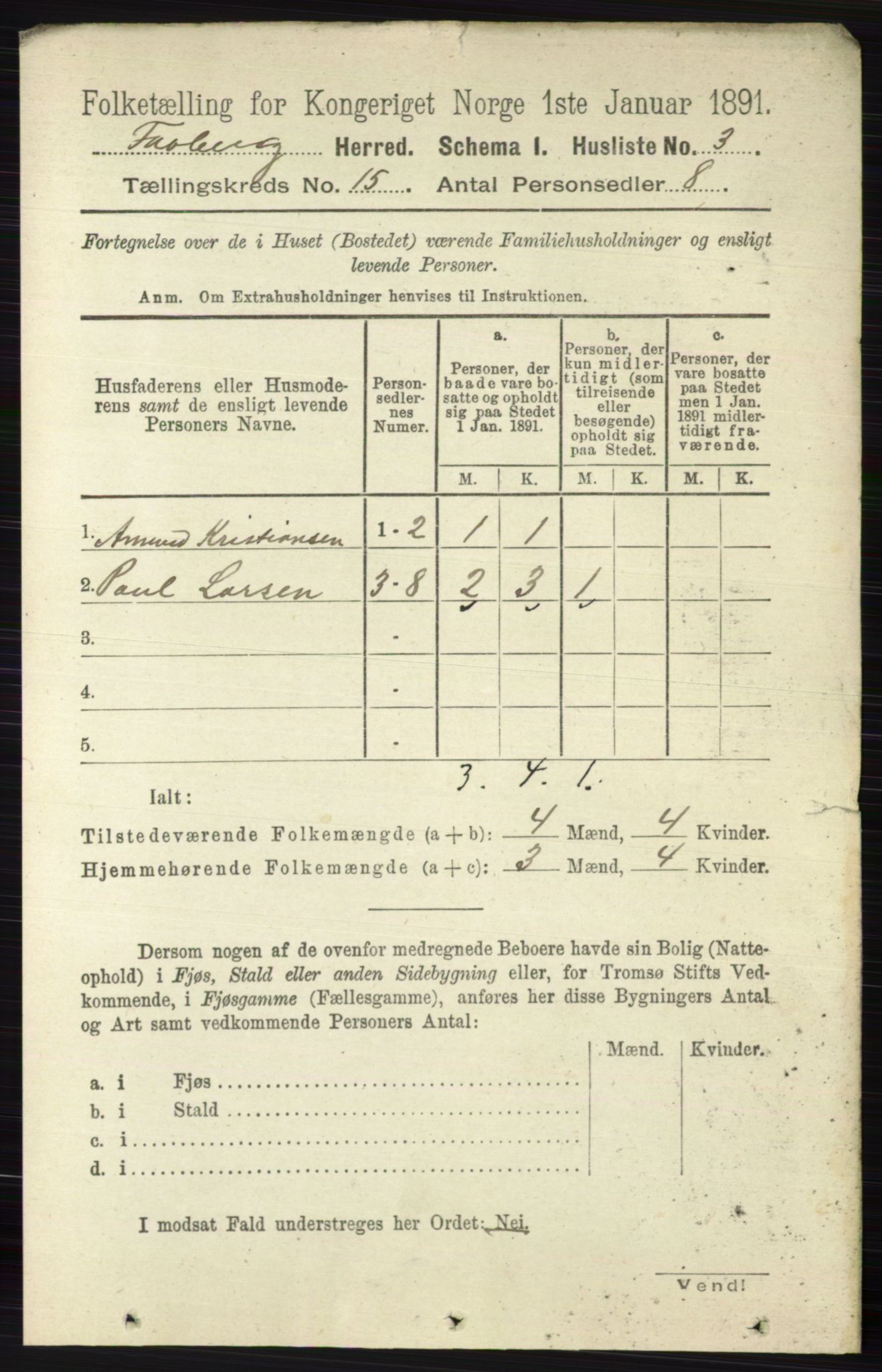 RA, 1891 census for 0524 Fåberg, 1891, p. 5834