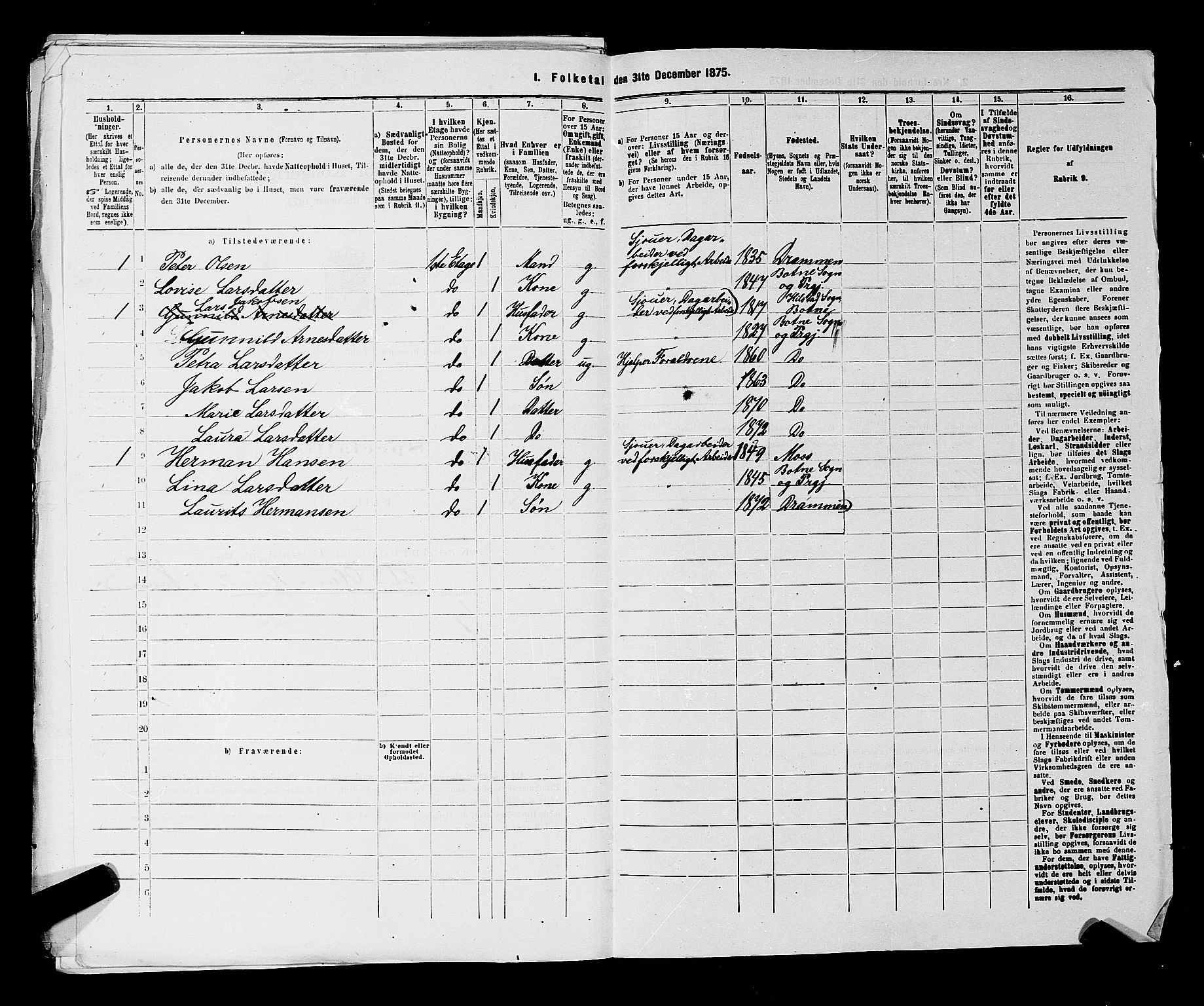 SAKO, 1875 census for 0602 Drammen, 1875, p. 3233