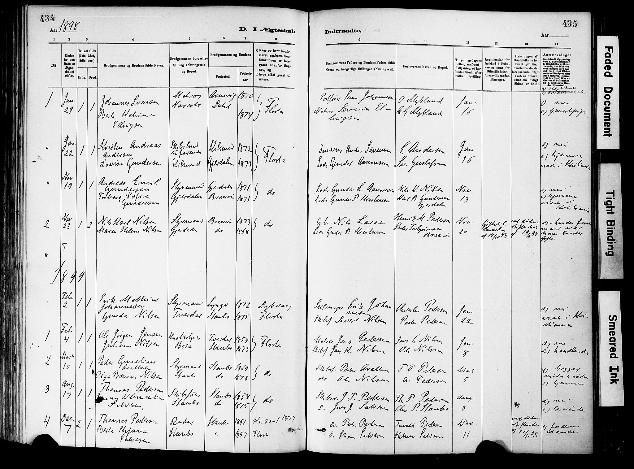 Dypvåg sokneprestkontor, SAK/1111-0007/F/Fa/Fab/L0001: Parish register (official) no. A 1, 1885-1912, p. 434-435