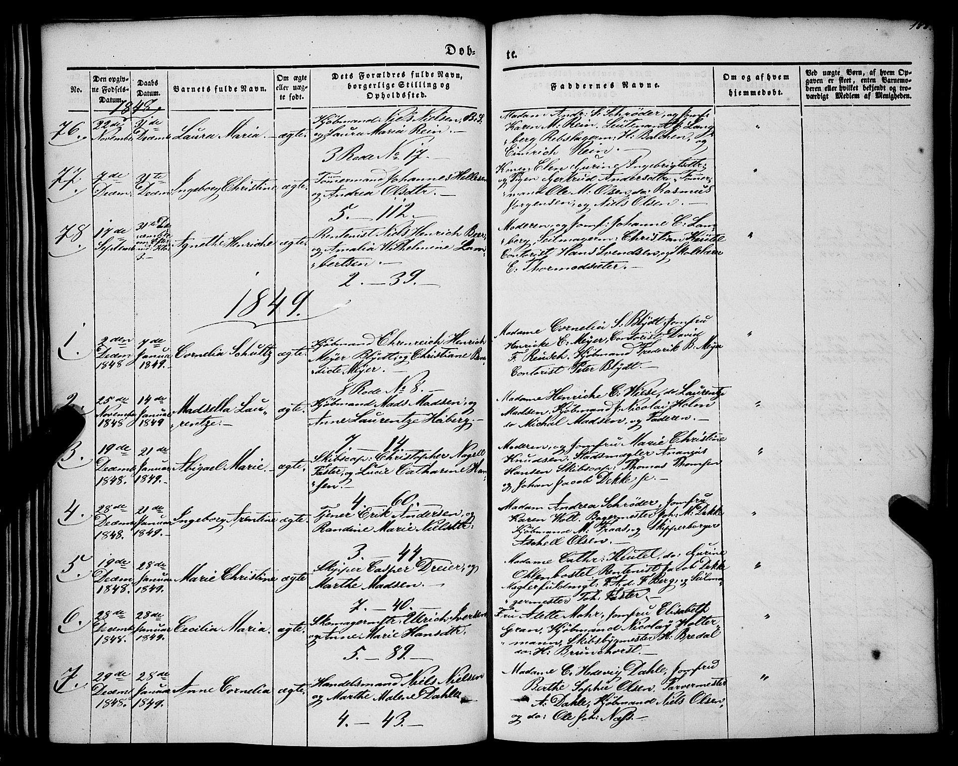 Nykirken Sokneprestembete, SAB/A-77101/H/Haa/L0014: Parish register (official) no. B 1, 1844-1858, p. 188