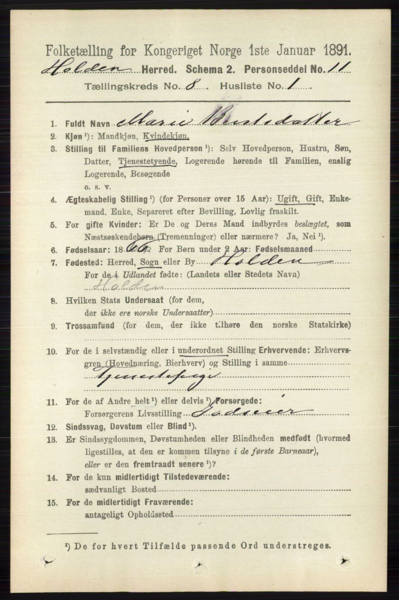 RA, 1891 census for 0819 Holla, 1891, p. 3660