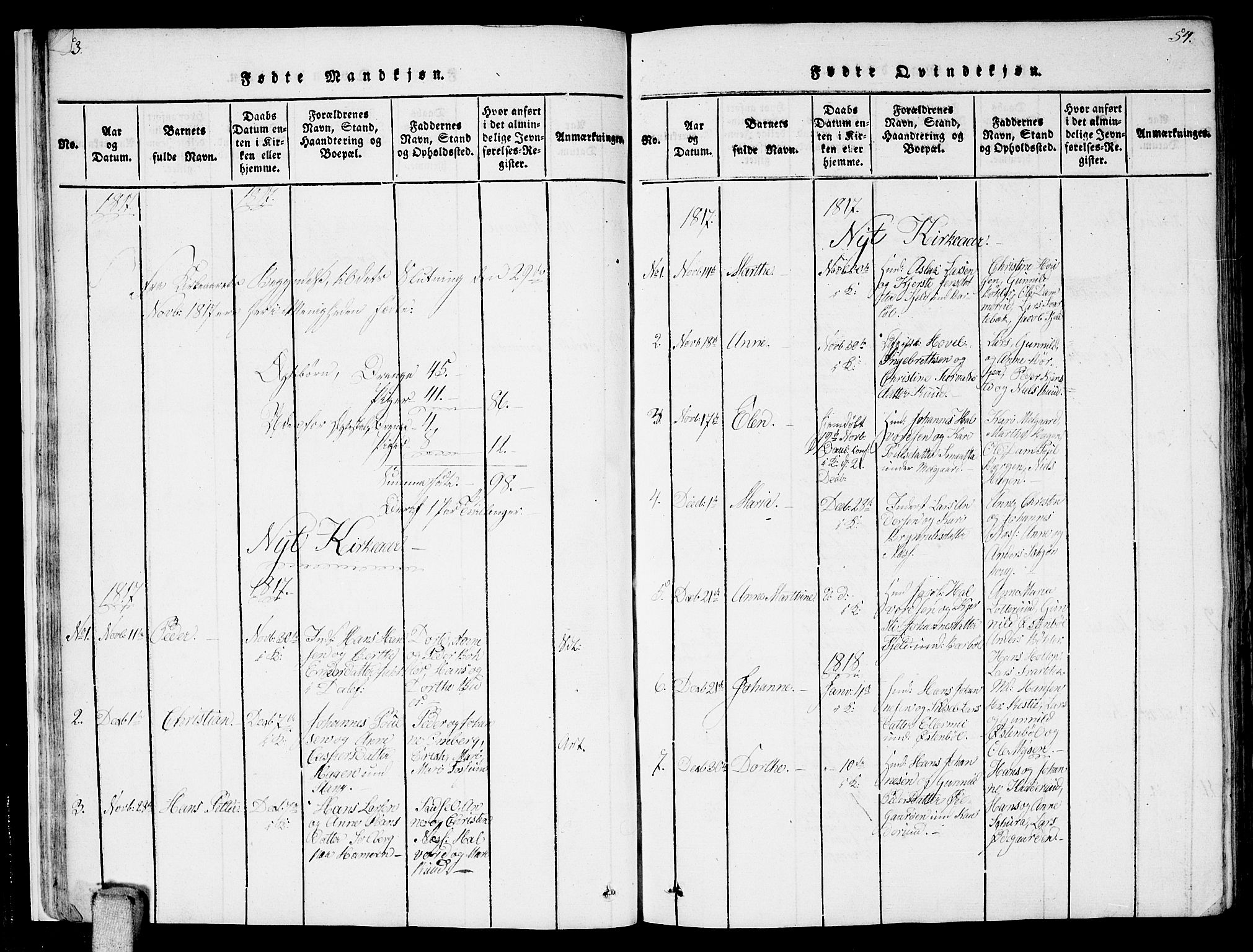 Enebakk prestekontor Kirkebøker, AV/SAO-A-10171c/F/Fa/L0006: Parish register (official) no. I 6, 1815-1832, p. 53-54