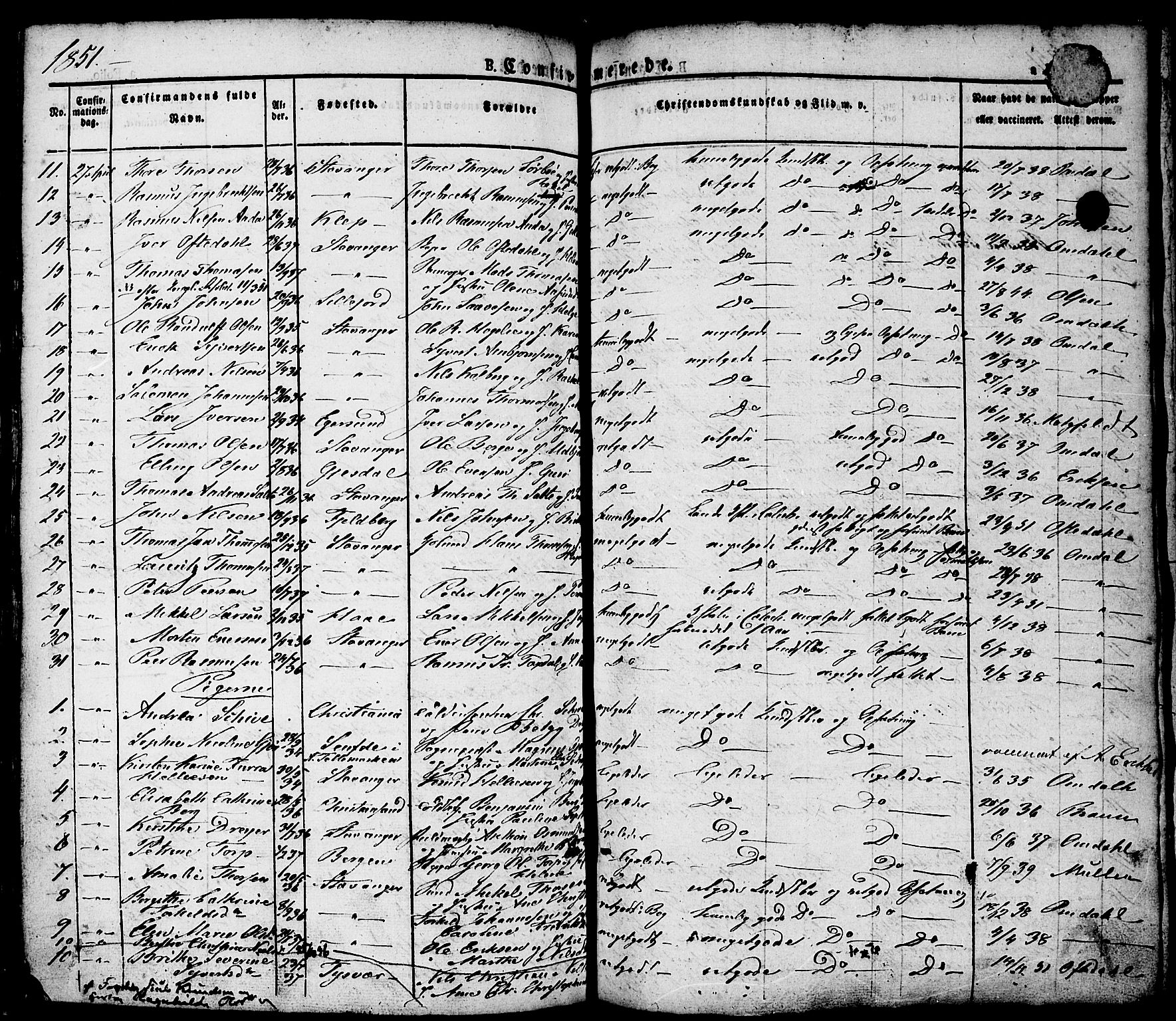 Domkirken sokneprestkontor, AV/SAST-A-101812/001/30/30BA/L0011: Parish register (official) no. A 11, 1832-1856