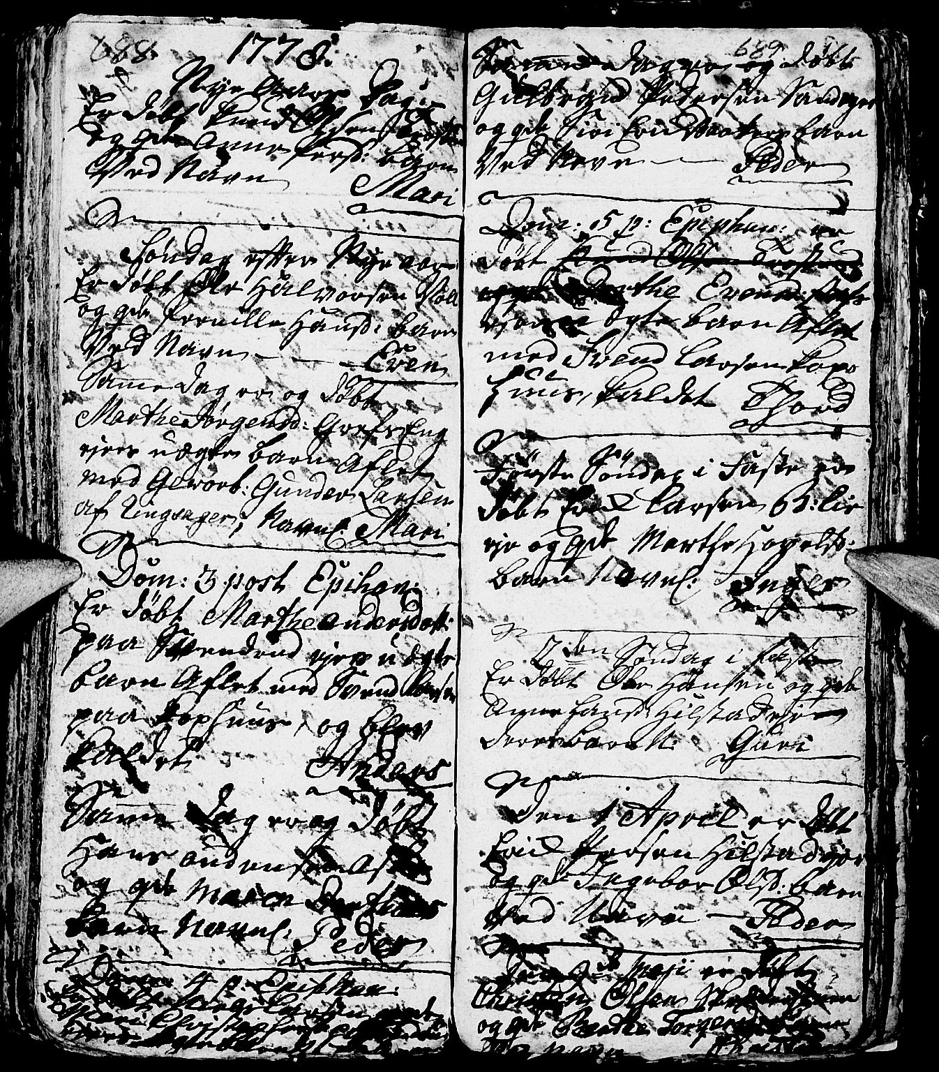 Nes prestekontor, Hedmark, SAH/PREST-020/L/La/L0001: Parish register (copy) no. 1, 1663-1784, p. 688-689