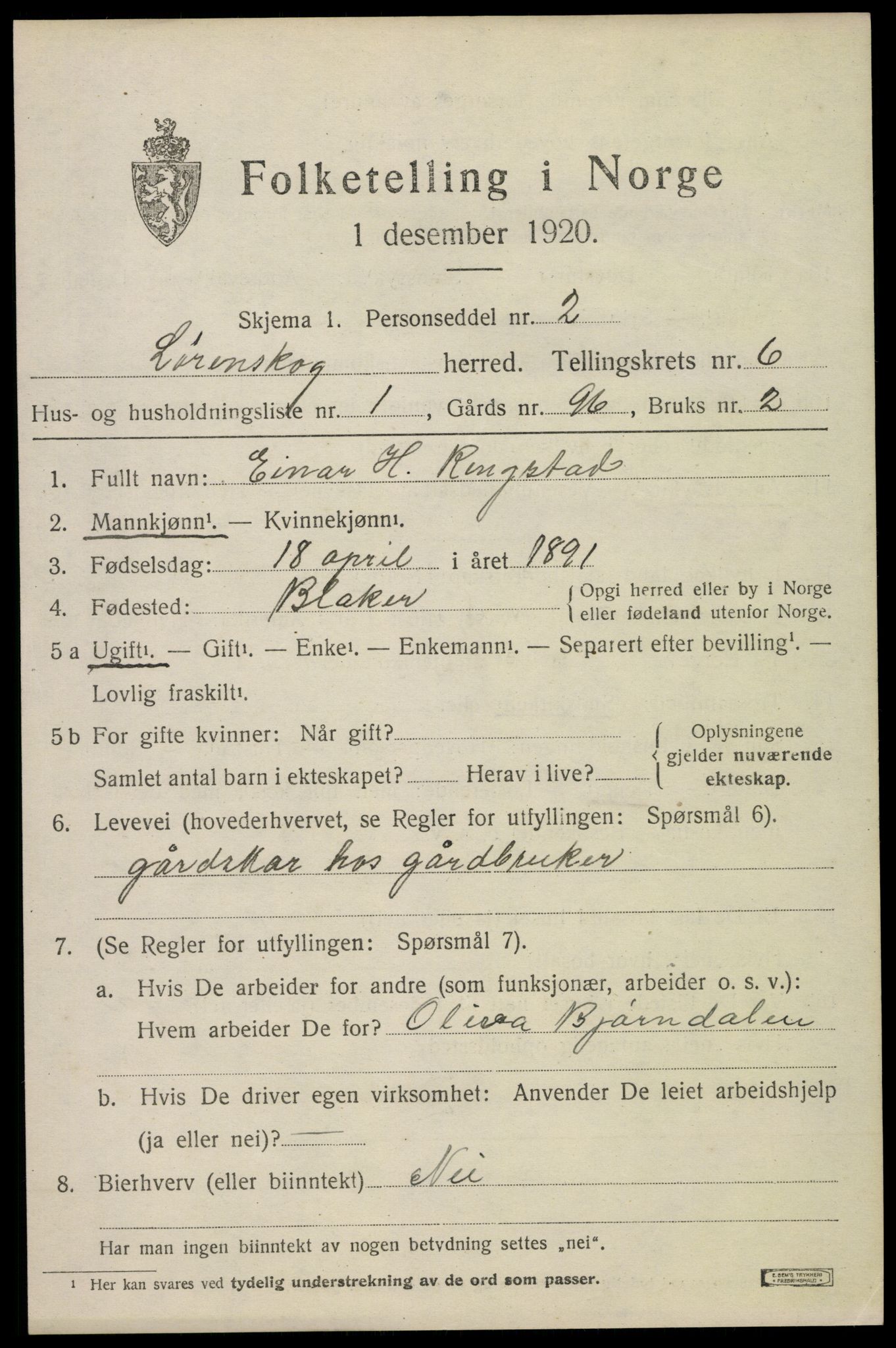 SAO, 1920 census for Lørenskog, 1920, p. 4875