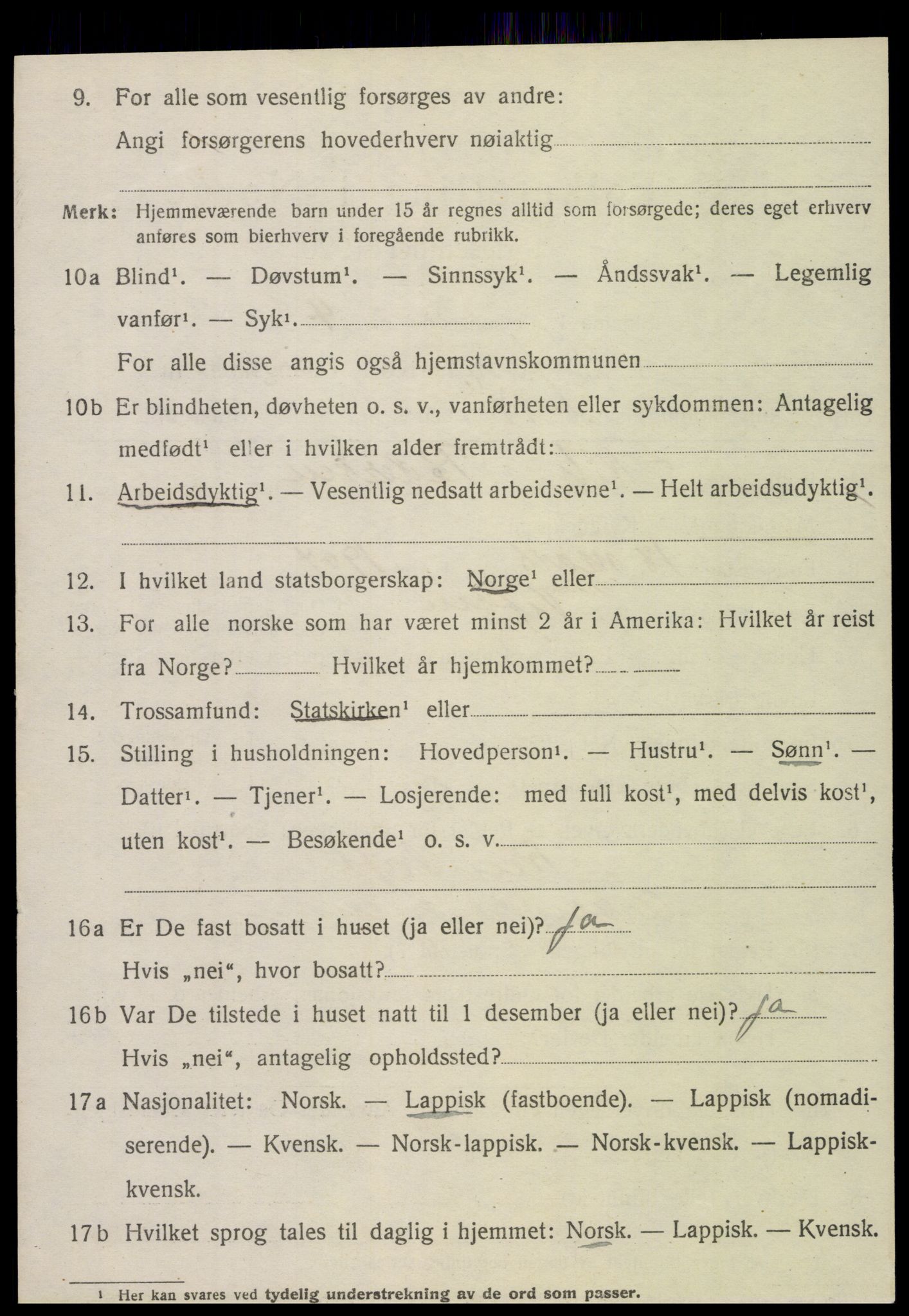 SAT, 1920 census for Vefsn, 1920, p. 9450