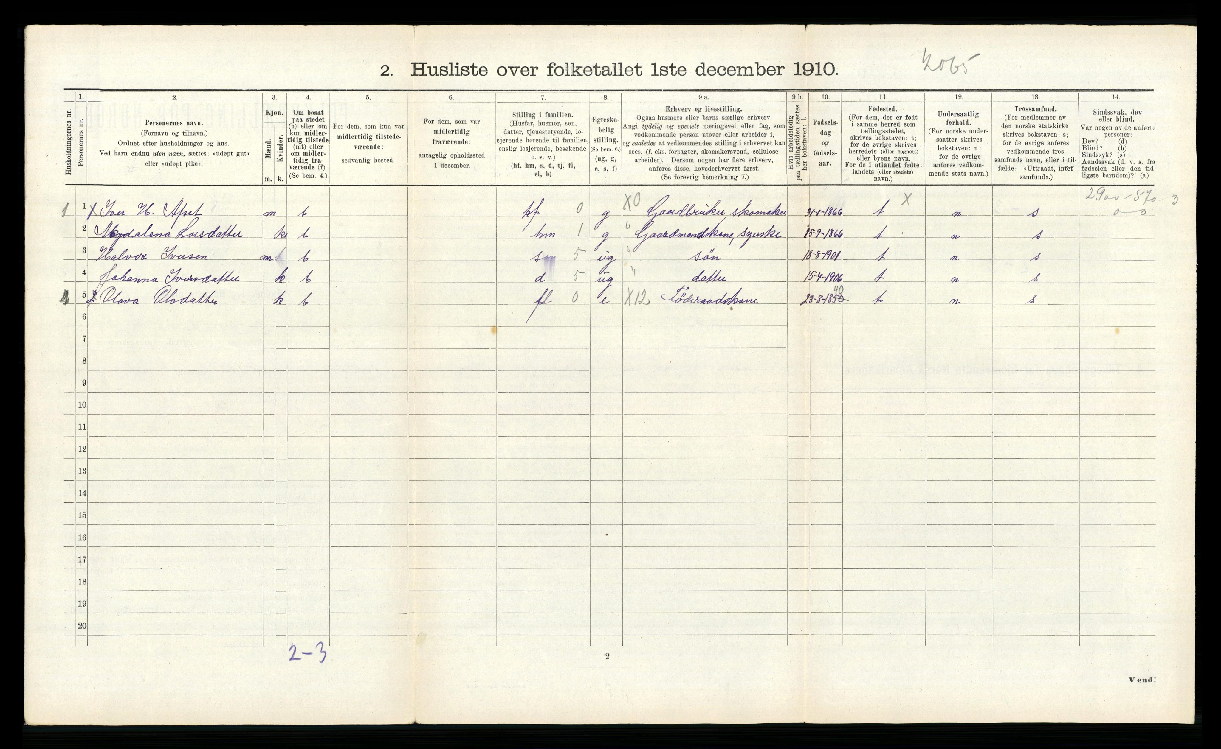 RA, 1910 census for Kvernes, 1910, p. 169