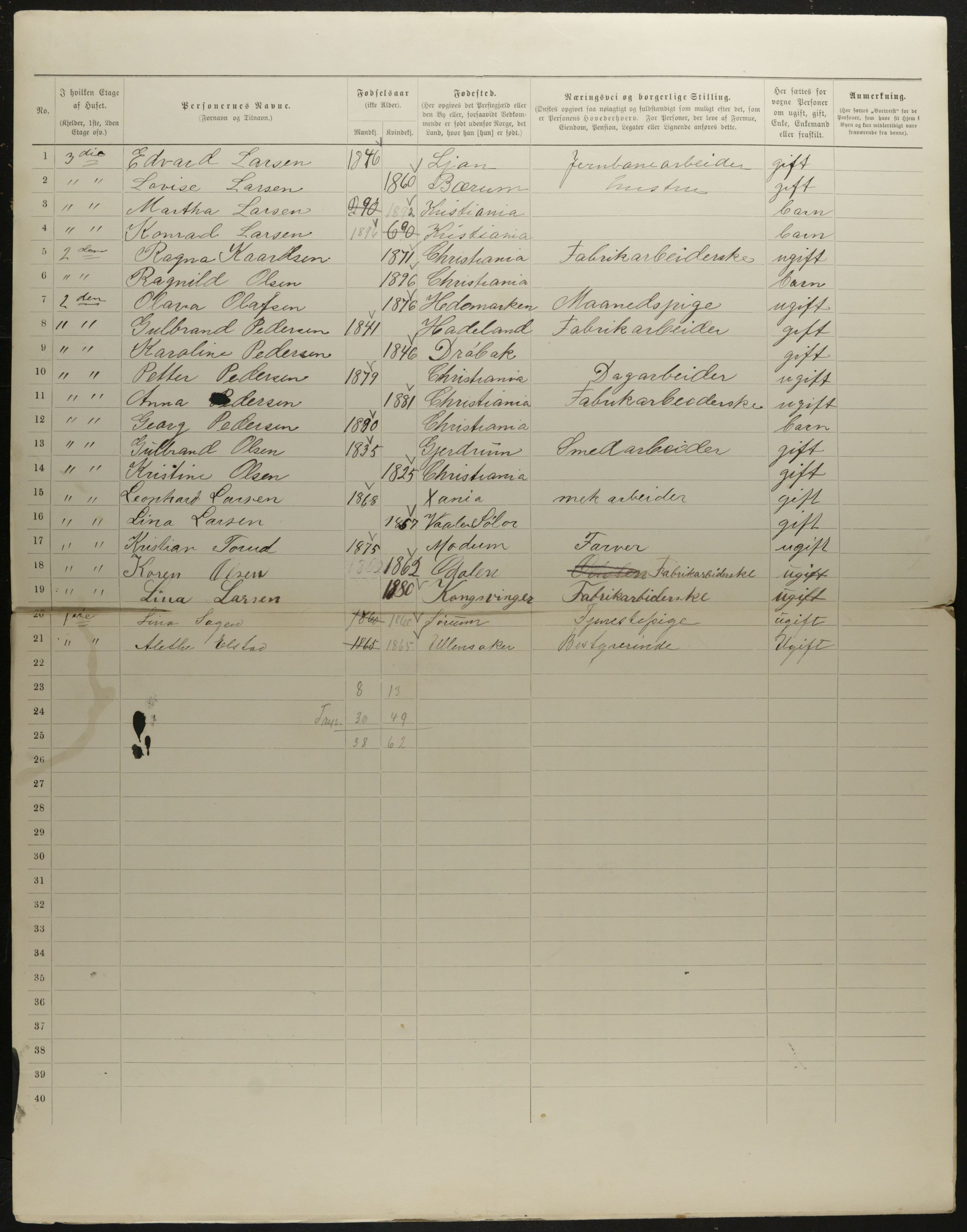 OBA, Municipal Census 1901 for Kristiania, 1901, p. 6456