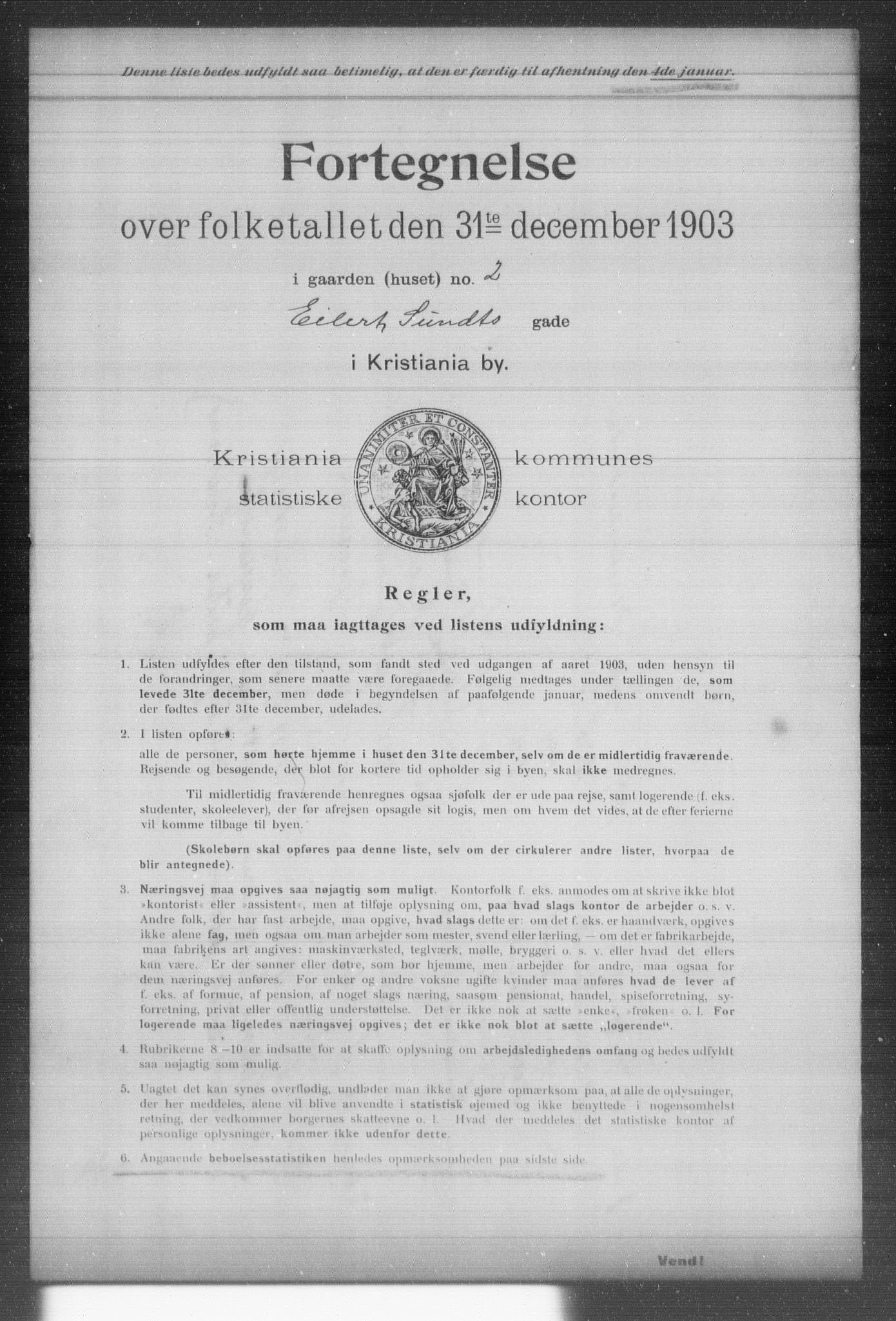 OBA, Municipal Census 1903 for Kristiania, 1903, p. 3830