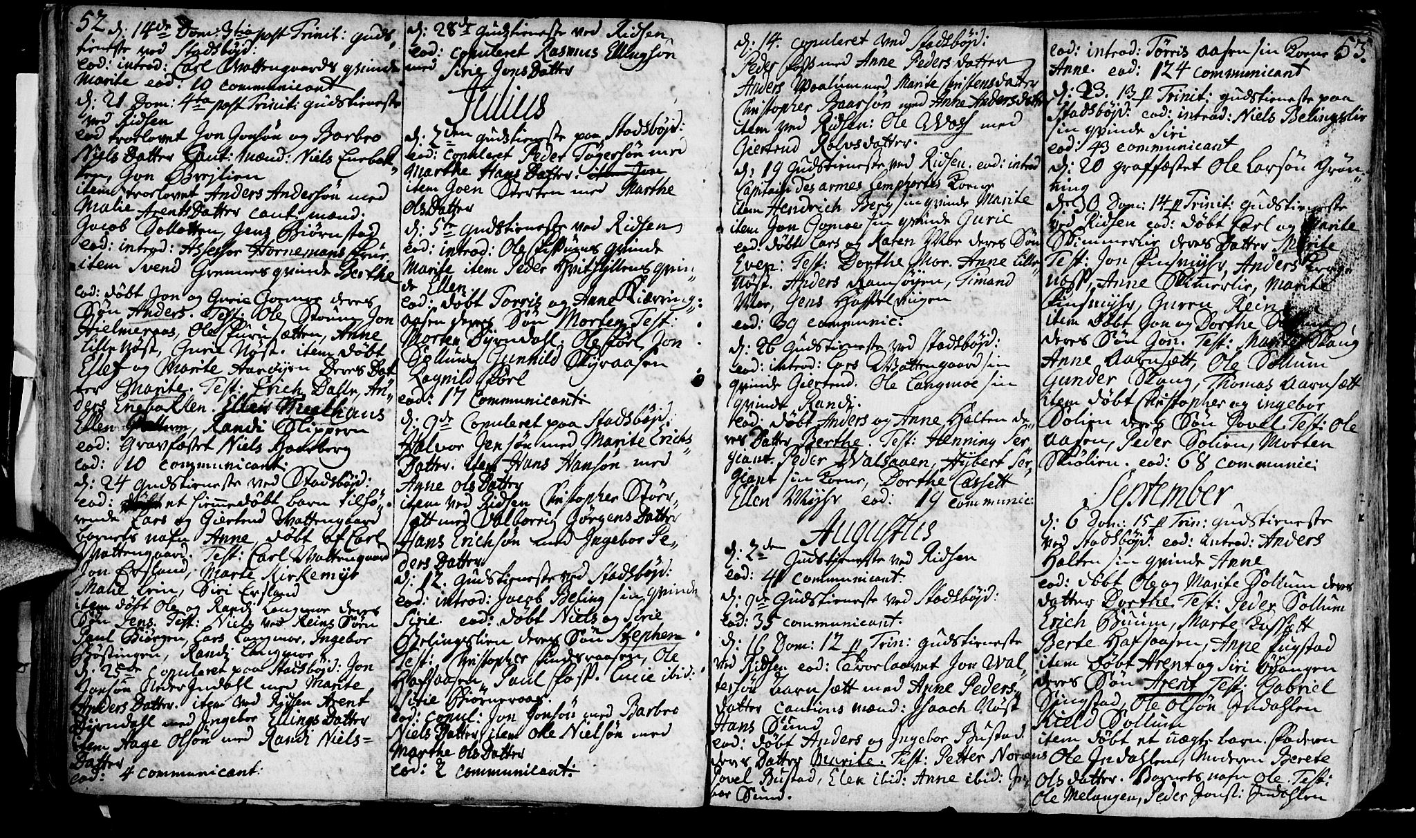 Ministerialprotokoller, klokkerbøker og fødselsregistre - Sør-Trøndelag, SAT/A-1456/646/L0604: Parish register (official) no. 646A02, 1735-1750, p. 52-53
