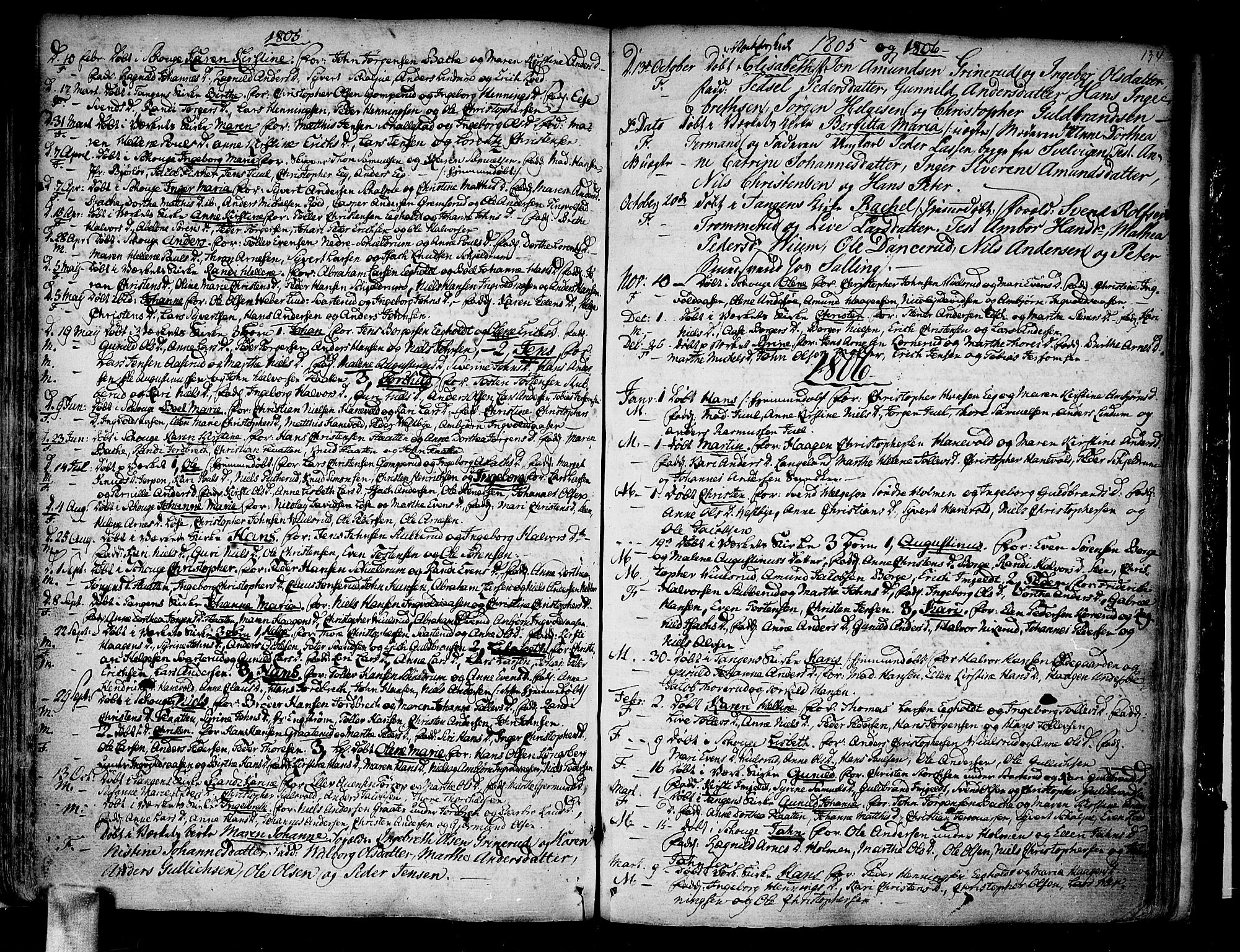Skoger kirkebøker, SAKO/A-59/F/Fa/L0001: Parish register (official) no. I 1, 1746-1814, p. 134