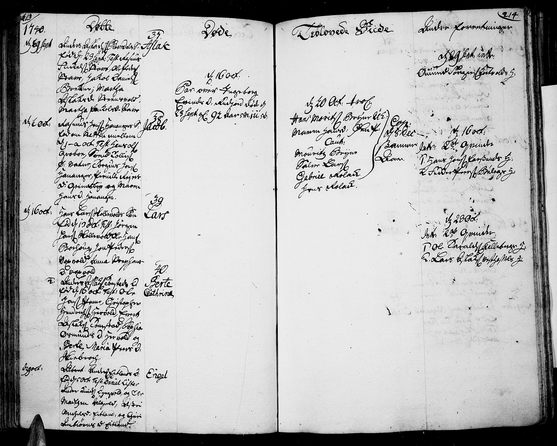 Lista sokneprestkontor, AV/SAK-1111-0027/F/Fa/L0002: Parish register (official) no. A 2 /1, 1726-1742, p. 213-214